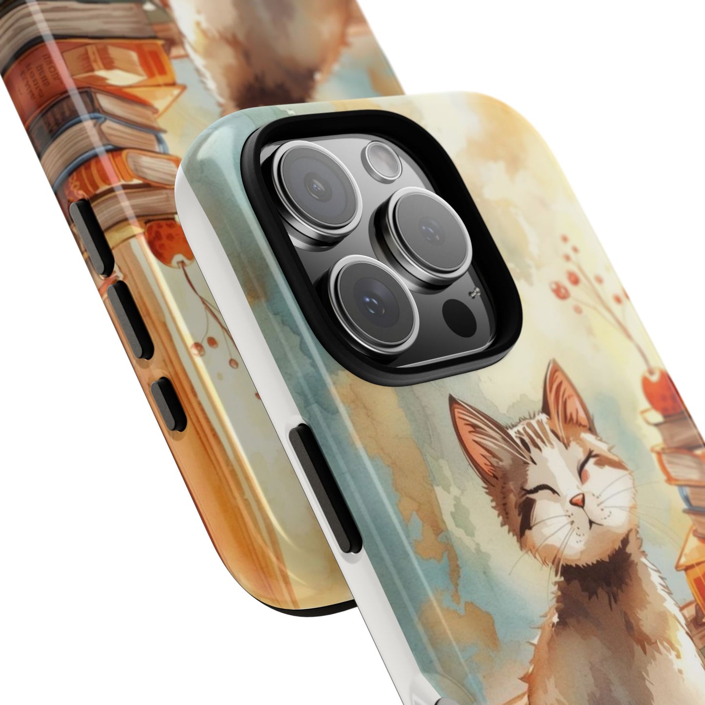 Cozy Cat with Books Tough Protective iPhone Case