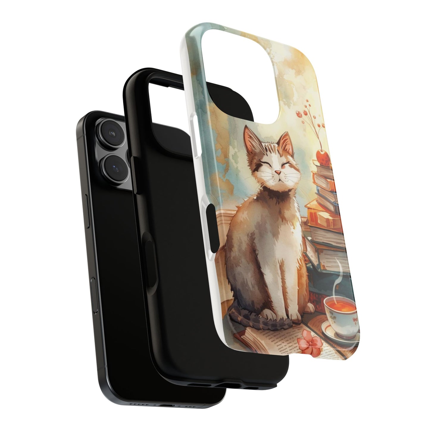 Cozy Cat with Books Tough Protective iPhone Case