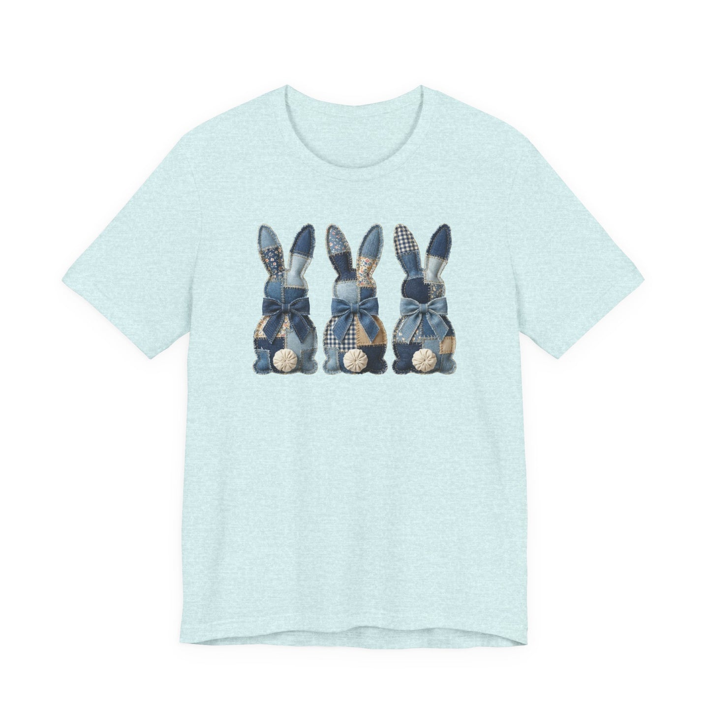 Denim Patch Easter Bunny Trio Rustic Spring Design T-shirt