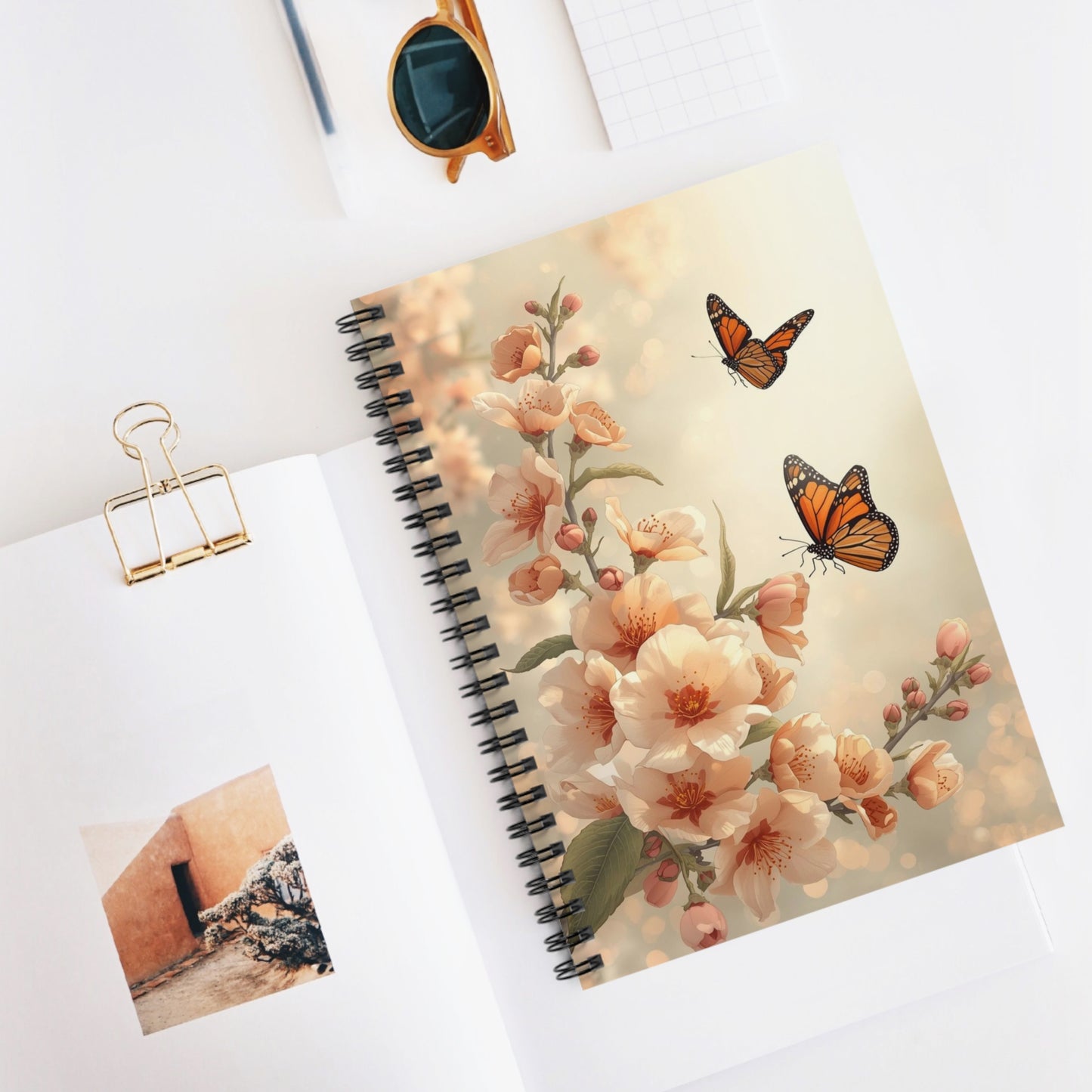 Peach Blossom Butterfly Notebook – Dreamy Floral Writing Journal