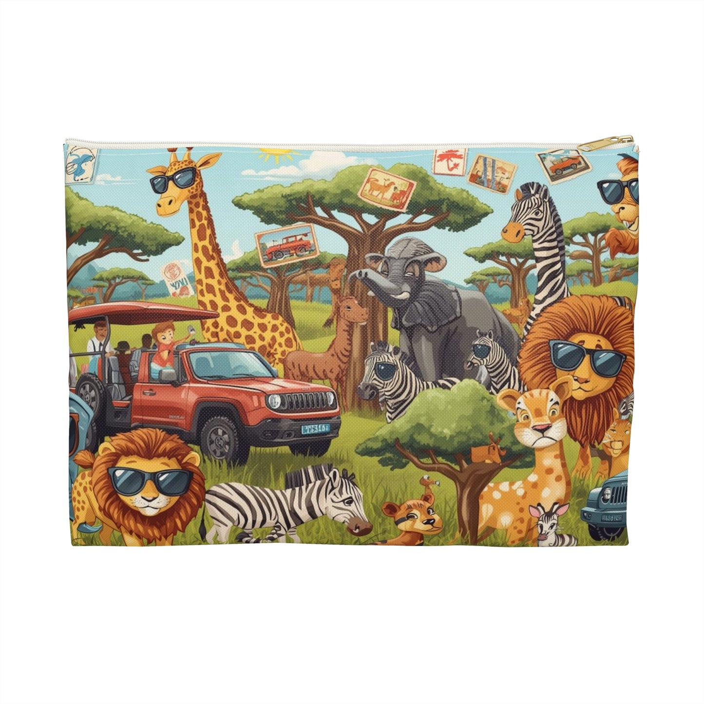 Safari Adventure Cartoon Wildlife Travel & Passport Pouch