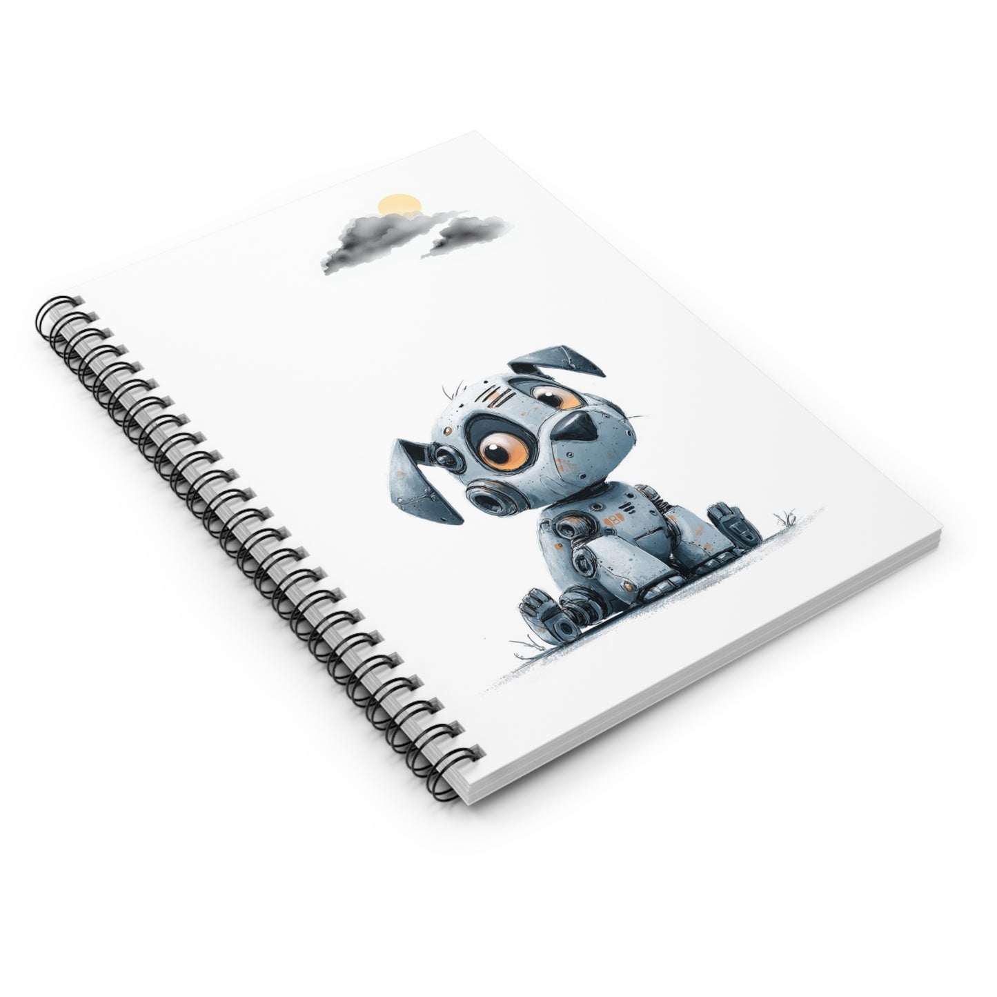 Gentle Robo Puppy Spiral Notebook Ruled Lined Journal for Notes & Planning