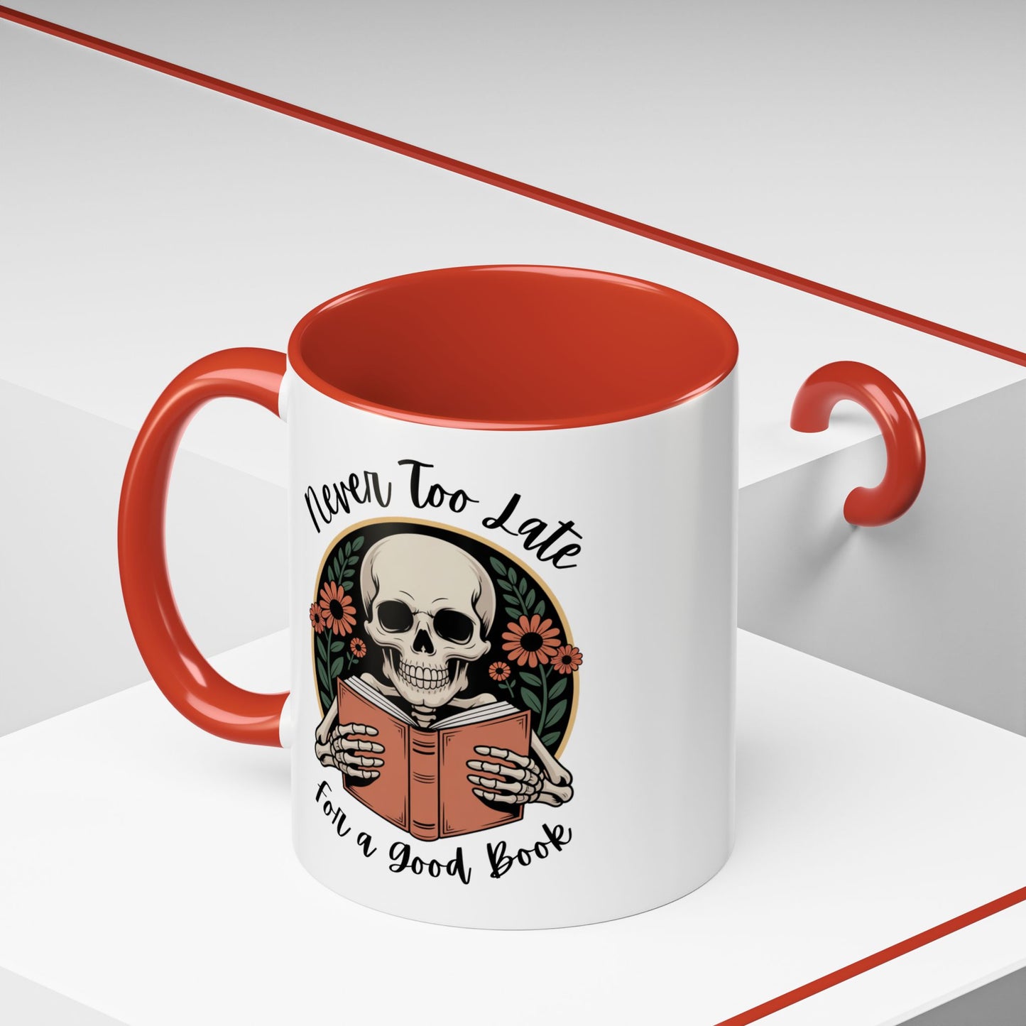 Never Too Late For A Good Book | Accent Mug Coffee Cup (11/15oz)