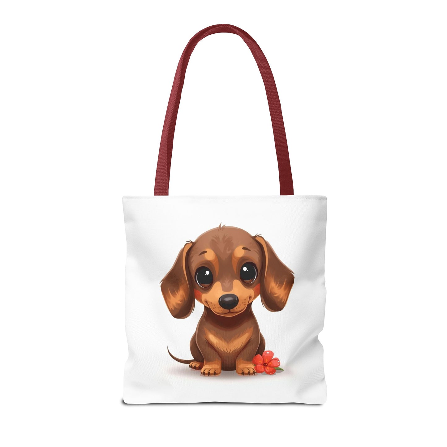 Charming Dachshund Cute Sausage Dog Illustration Cotton Canvas Tote Bag