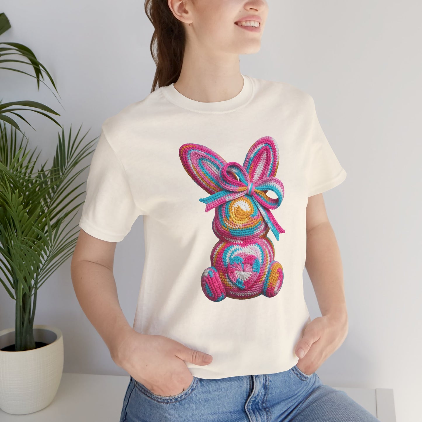 Crochet Easter Bunny with Heart Detail Spring Design T-shirt