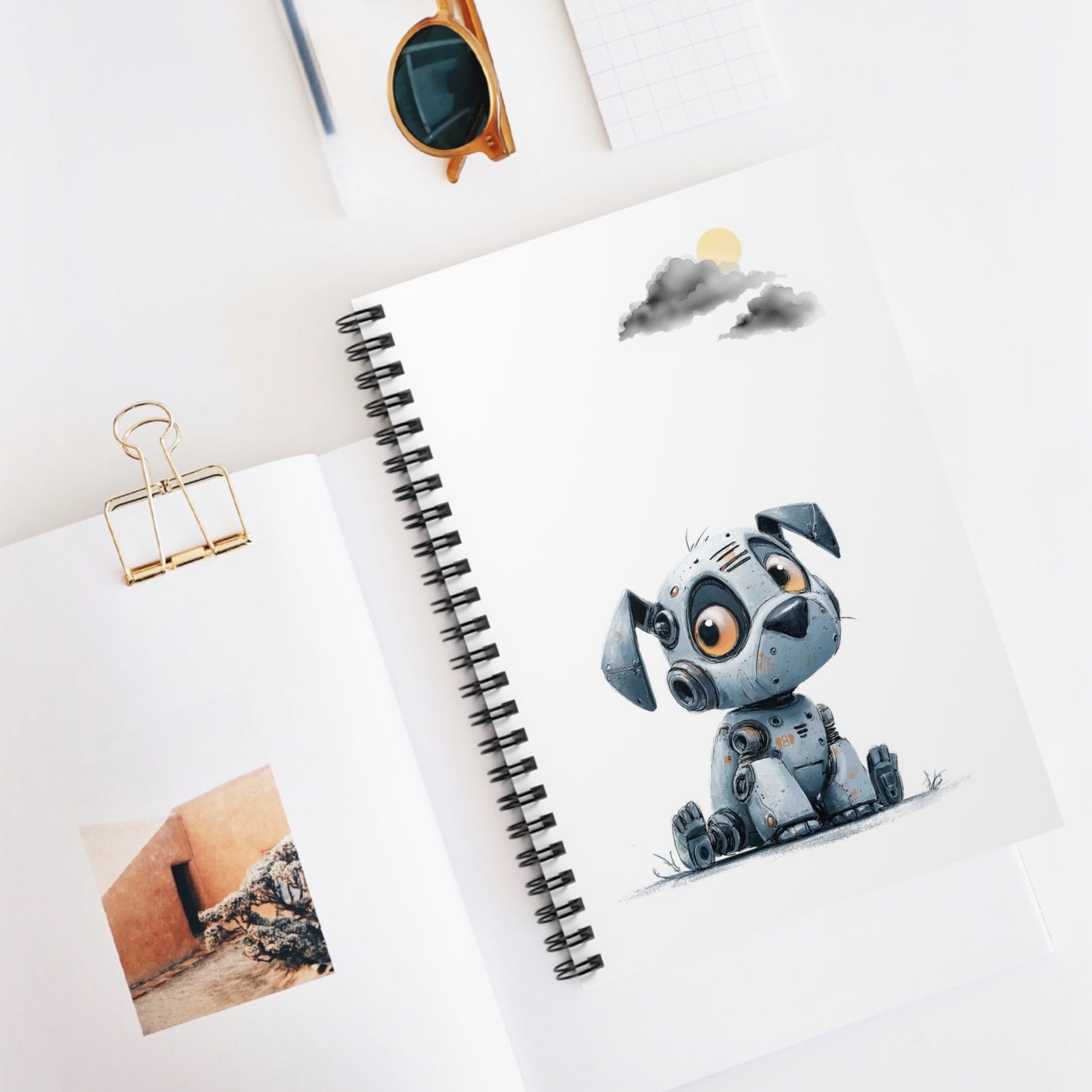 Gentle Robo Puppy Spiral Notebook Ruled Lined Journal for Notes & Planning