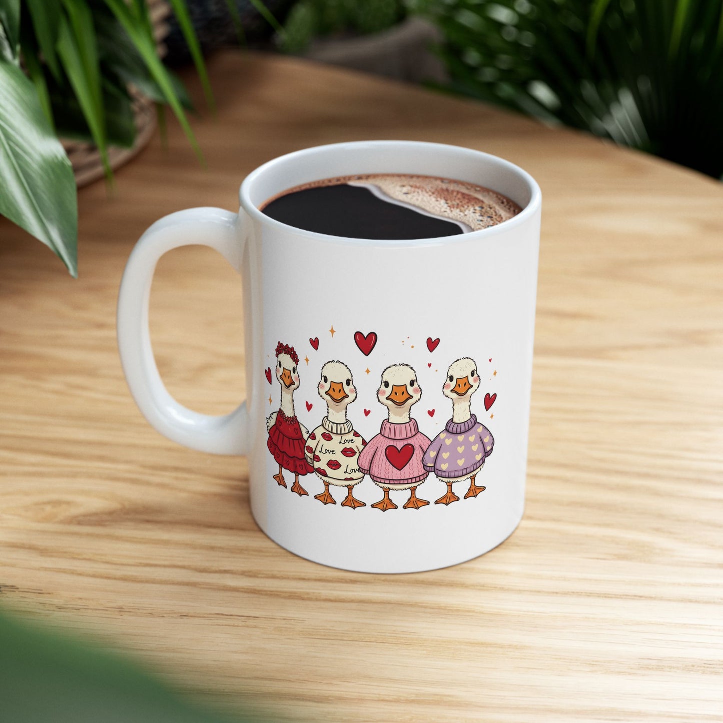 Love is in the Flock Ceramic Mug - Vibrant Colorful Animal Coffee Cup (11oz & 15oz)
