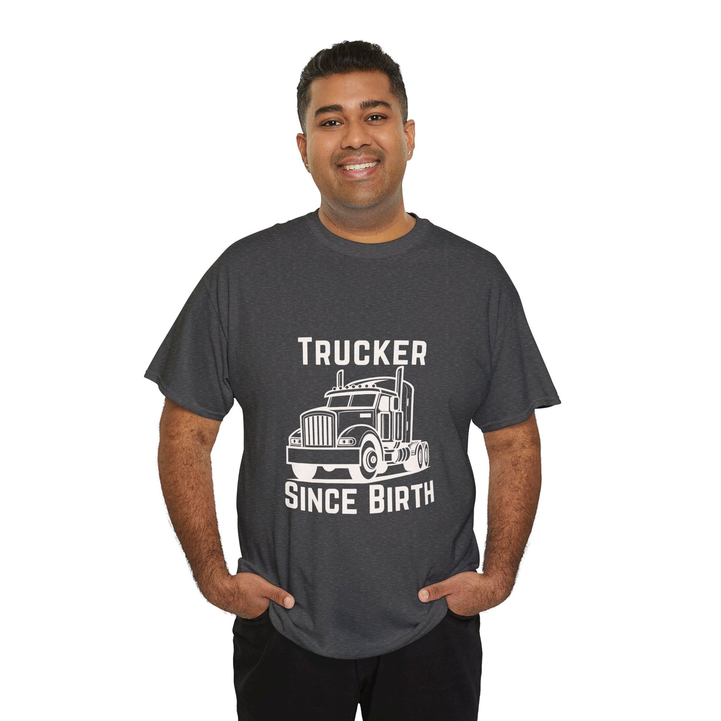 Trucker Since Birth T-Shirt Minimal Truck Driver Graphic Tee for Men