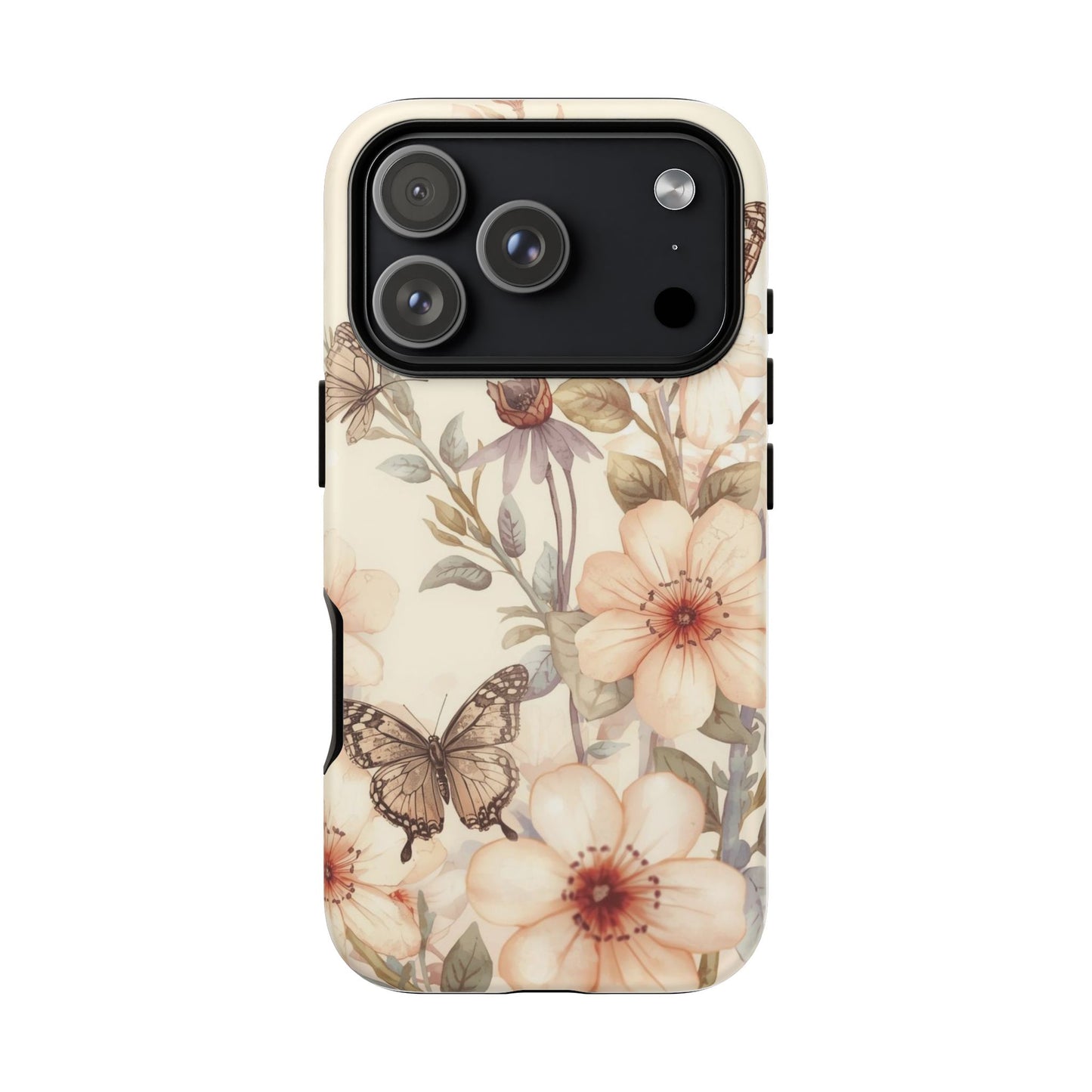 Soft Butterfly & Floral Illustration Tough Protective iPhone Cover