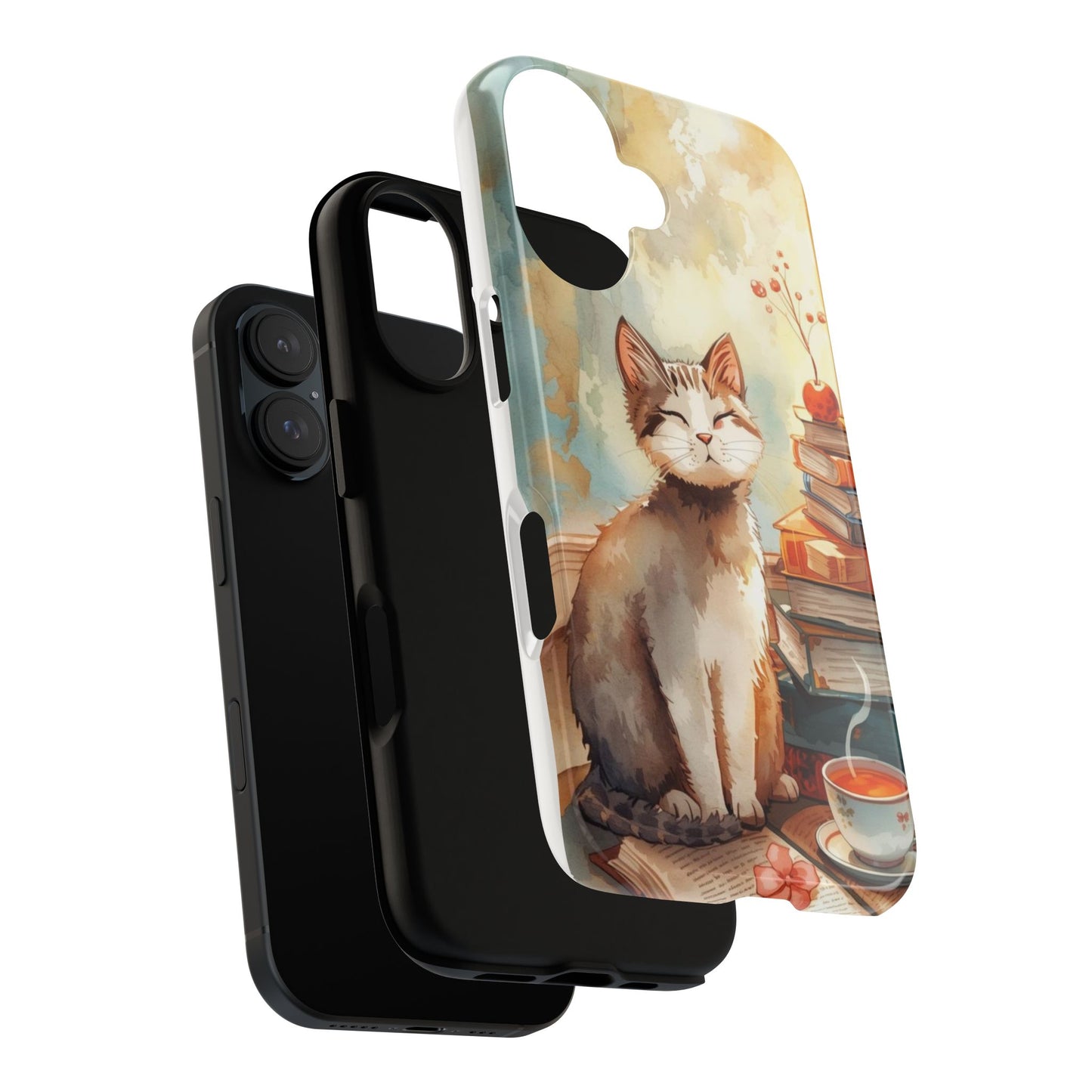 Cozy Cat with Books Tough Protective iPhone Case