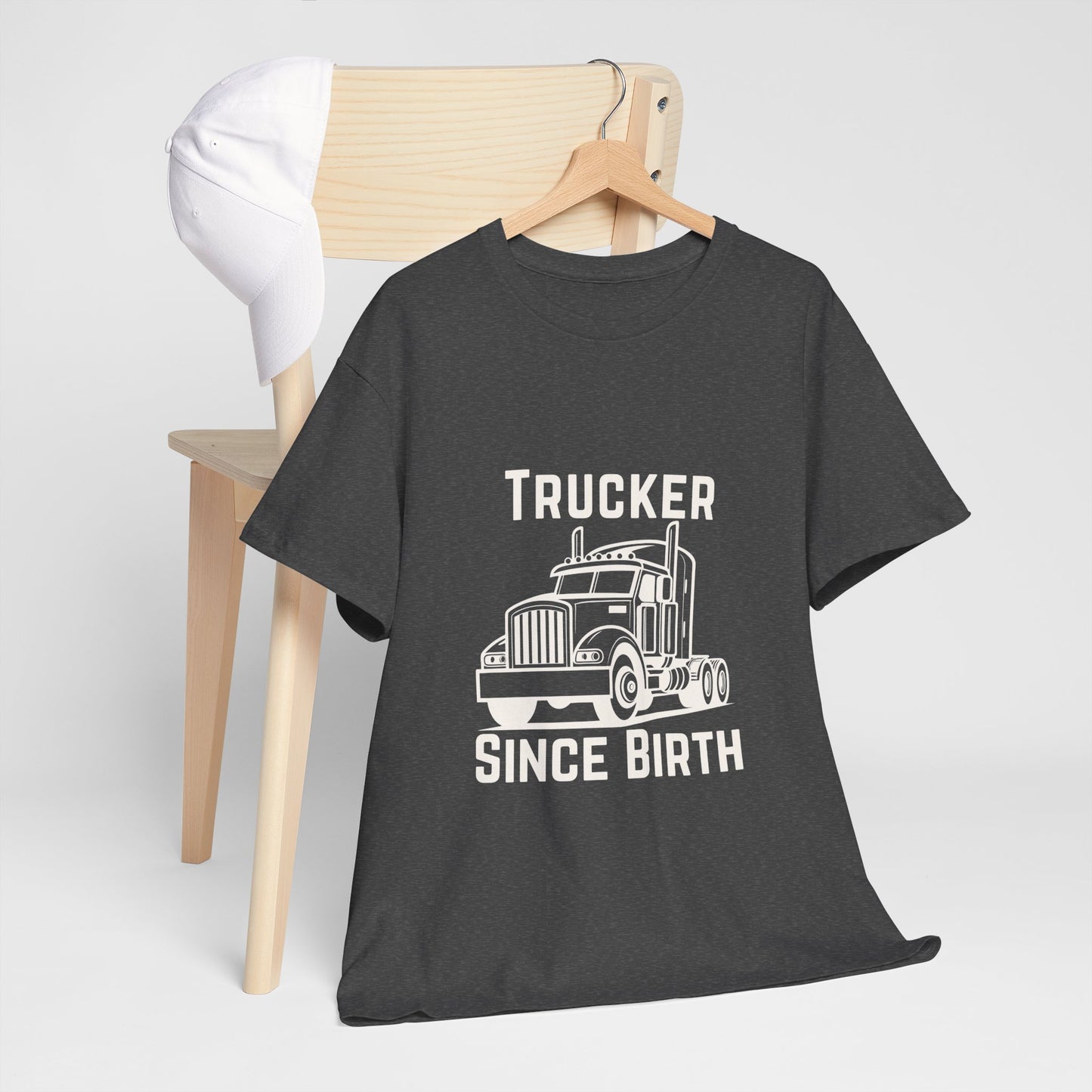 Trucker Since Birth T-Shirt Minimal Truck Driver Graphic Tee for Men