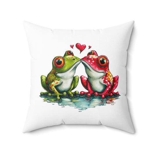 Toadally in Love Frog Romance Valentine Pillow – Cute Animal Illustration Gift