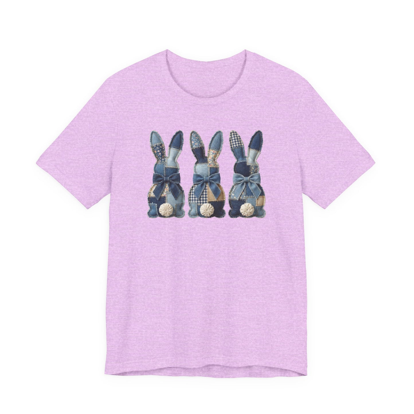 Denim Patch Easter Bunny Trio Rustic Spring Design T-shirt