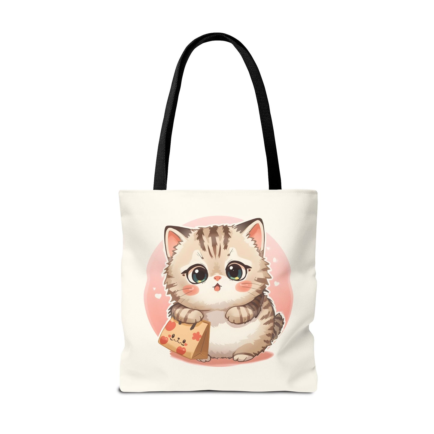 Cute Kitten Shopping Adorable Cat Illustration Cotton Canvas Tote Bag