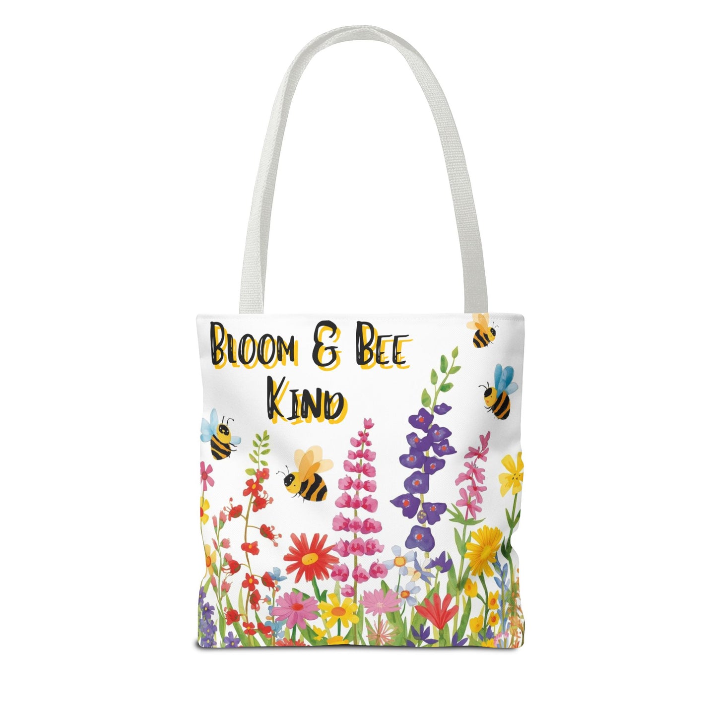 Bloom & Bee Kind Floral Bee Illustration Cotton Canvas Tote Bag
