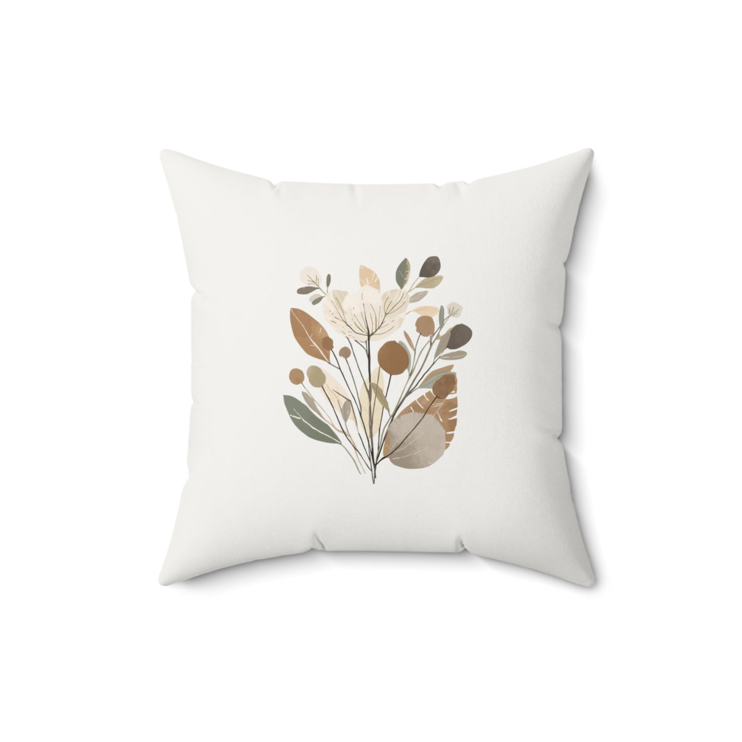 Minimalist Botanical Throw Pillow - Quiet Botanicals No. 7 — Neutral Watercolor Wildflowers Square Throw Pillow
