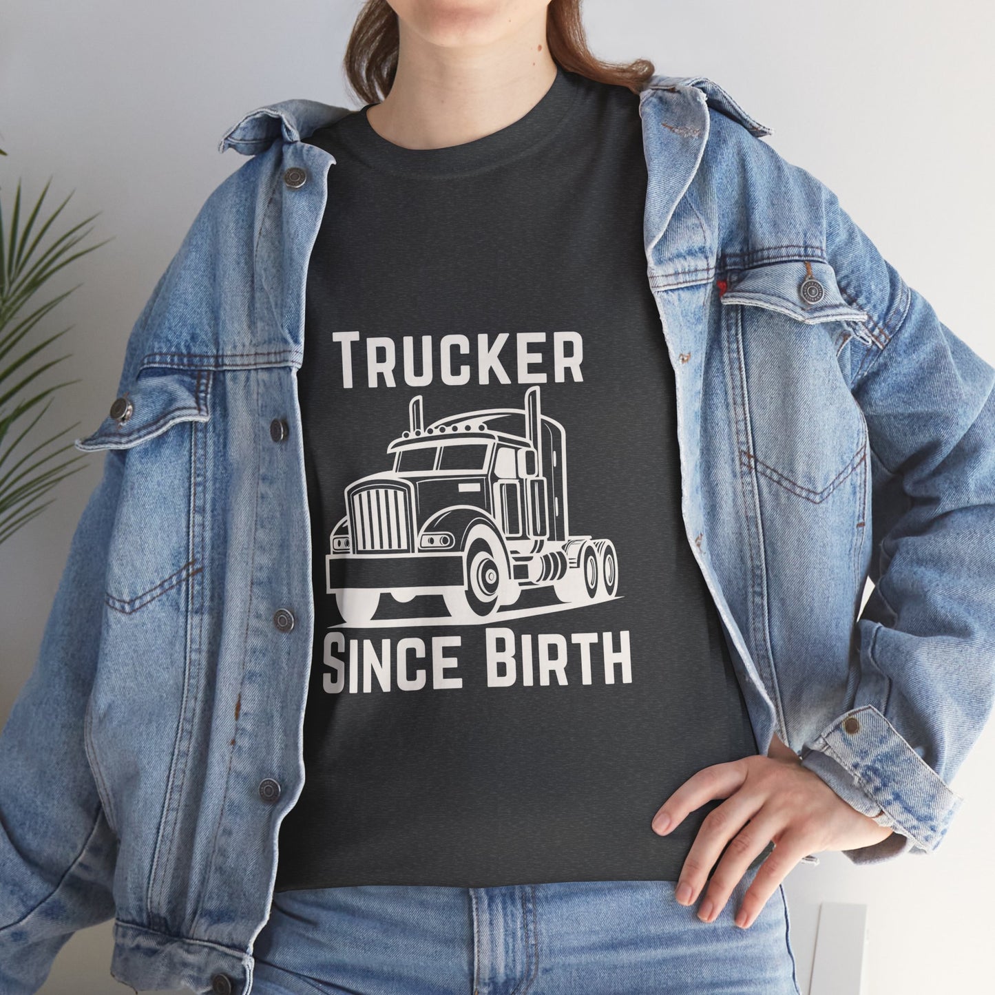 Trucker Since Birth T-Shirt Minimal Truck Driver Graphic Tee for Men