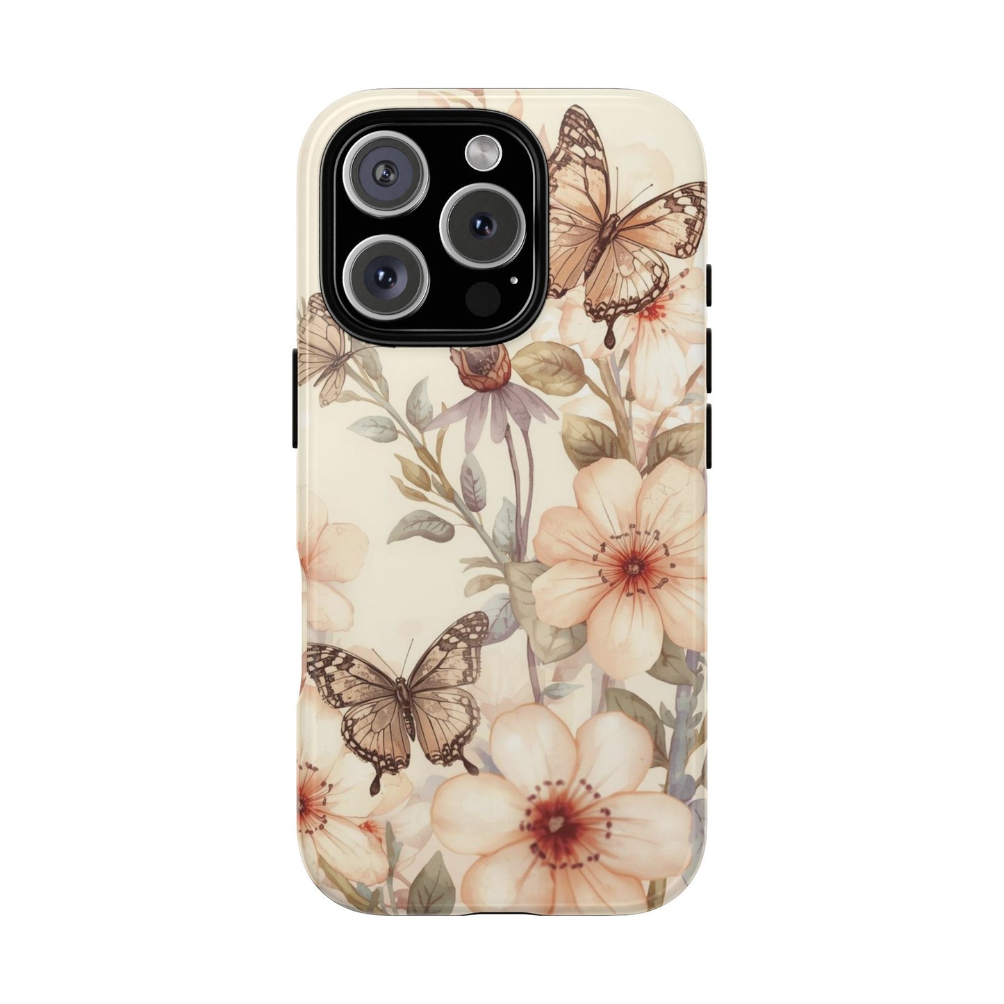 Soft Butterfly & Floral Illustration Tough Protective iPhone Cover