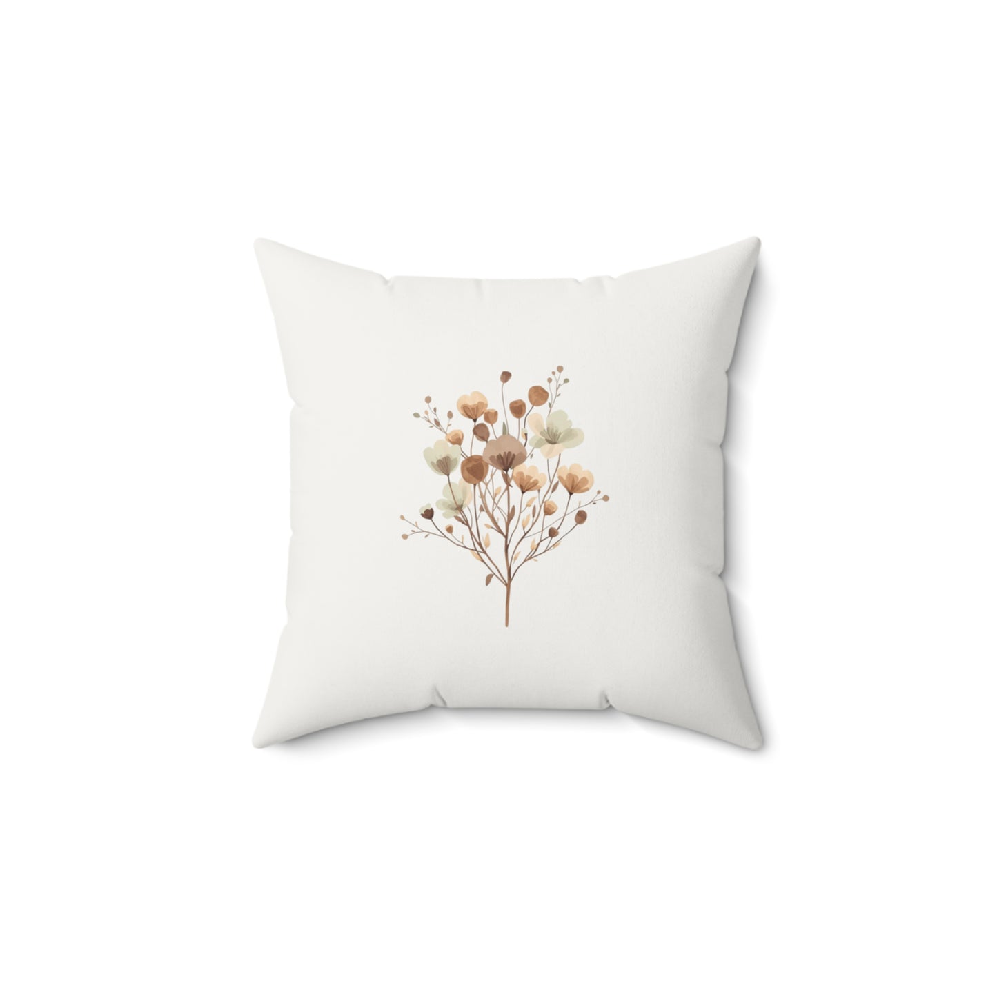 Minimalist Botanical Throw Pillow - Quiet Botanicals No. 14 — Neutral Watercolor Wildflowers Square Throw Pillow