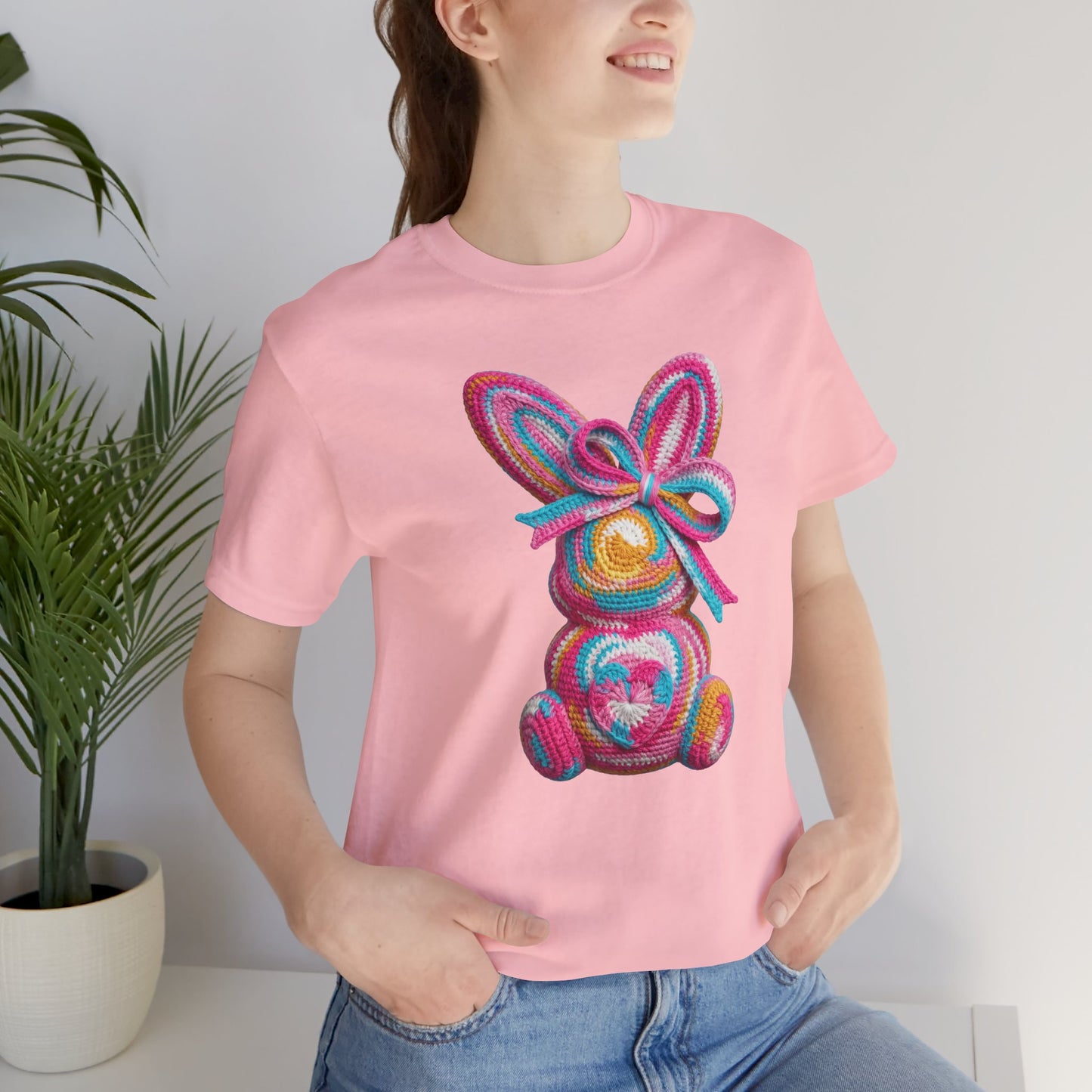 Crochet Easter Bunny with Heart Detail Spring Design T-shirt