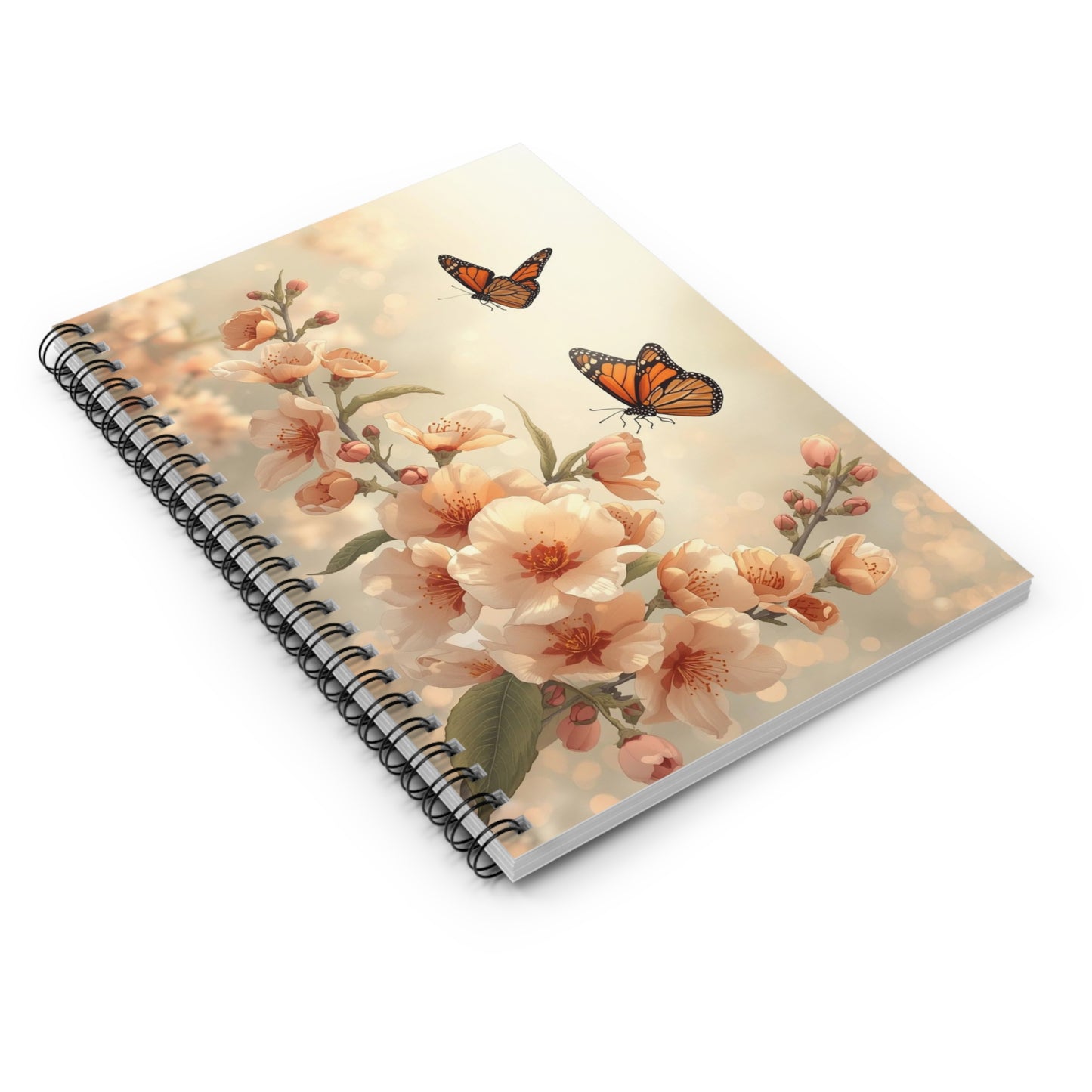 Peach Blossom Butterfly Notebook – Dreamy Floral Writing Journal