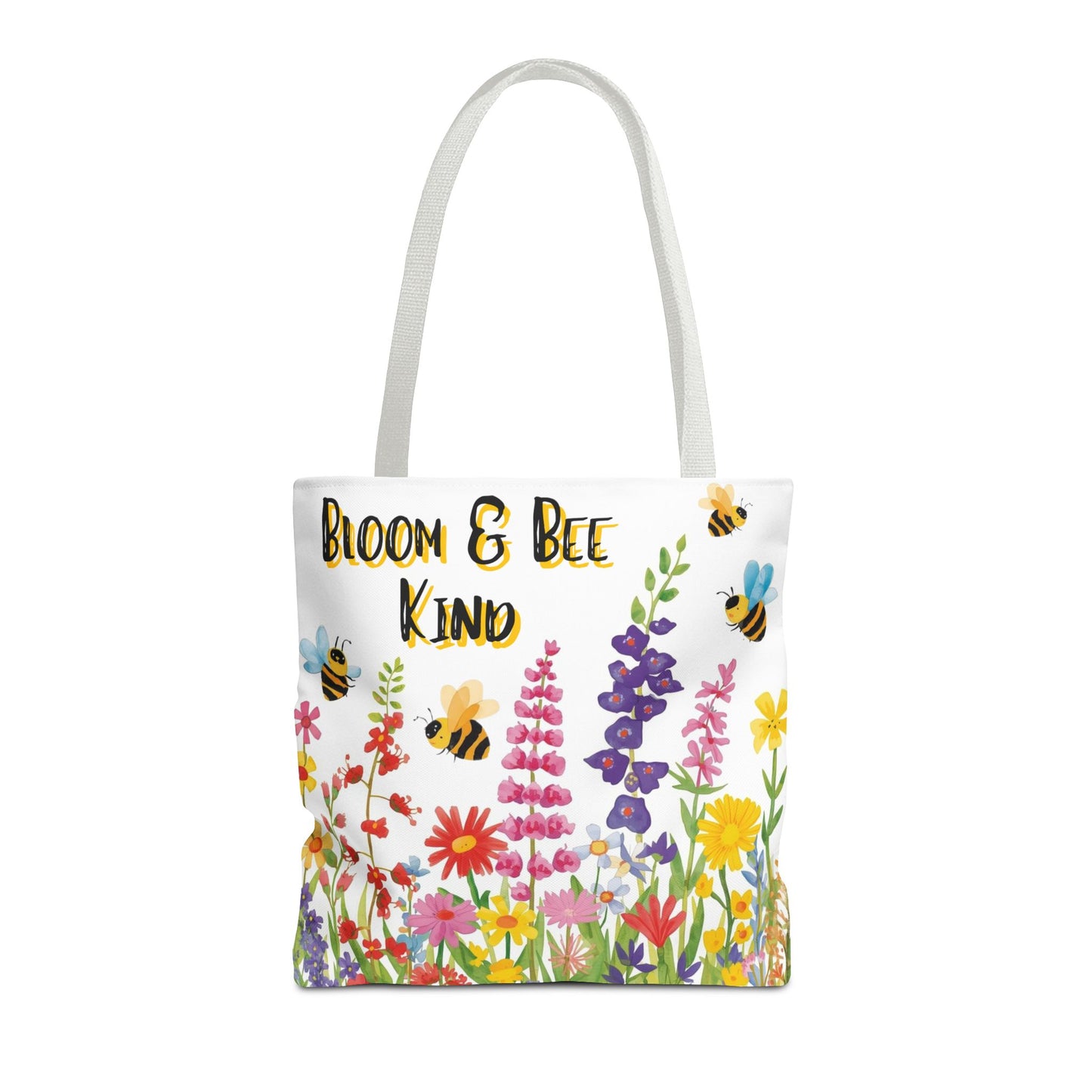 Bloom & Bee Kind Floral Bee Illustration Cotton Canvas Tote Bag
