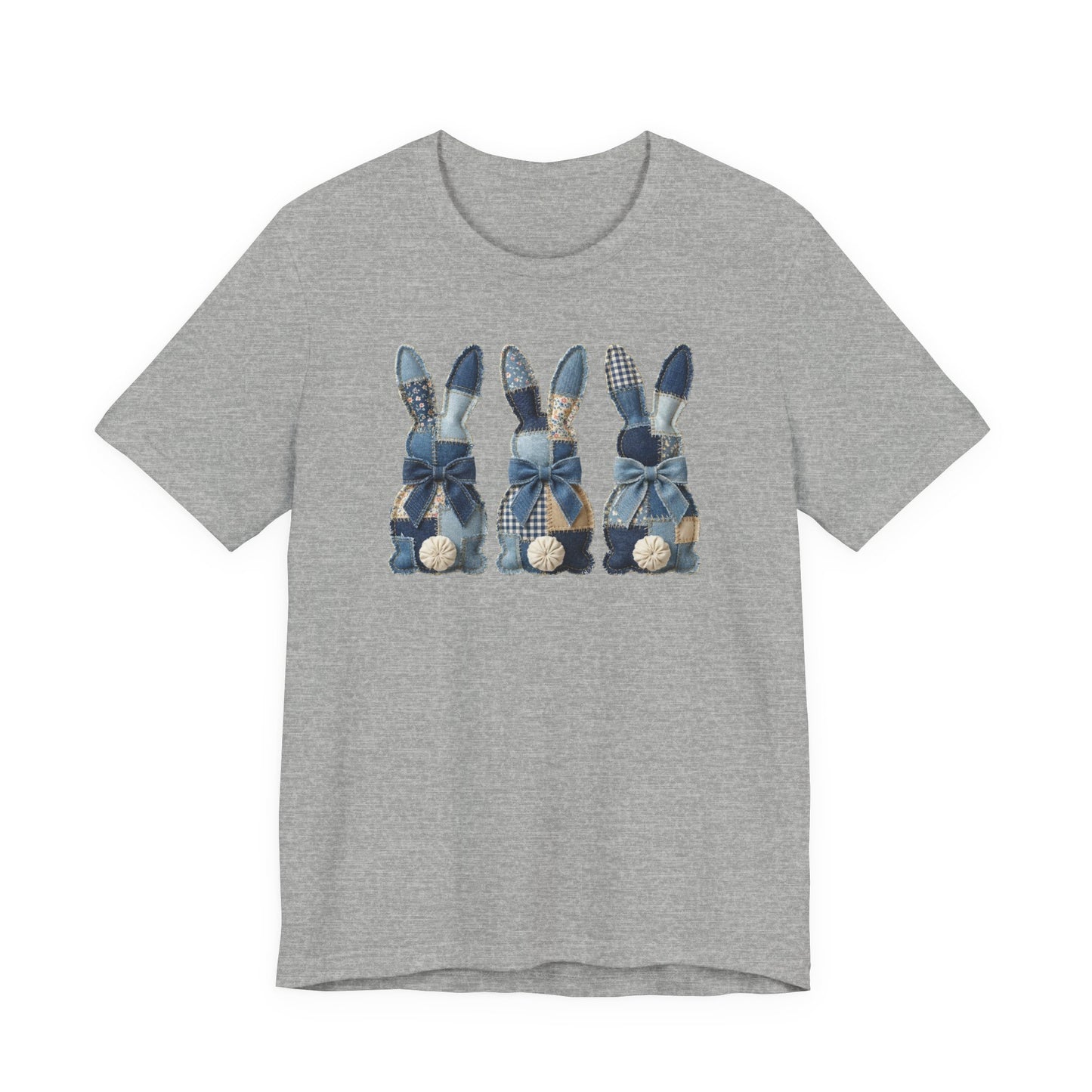 Denim Patch Easter Bunny Trio Rustic Spring Design T-shirt