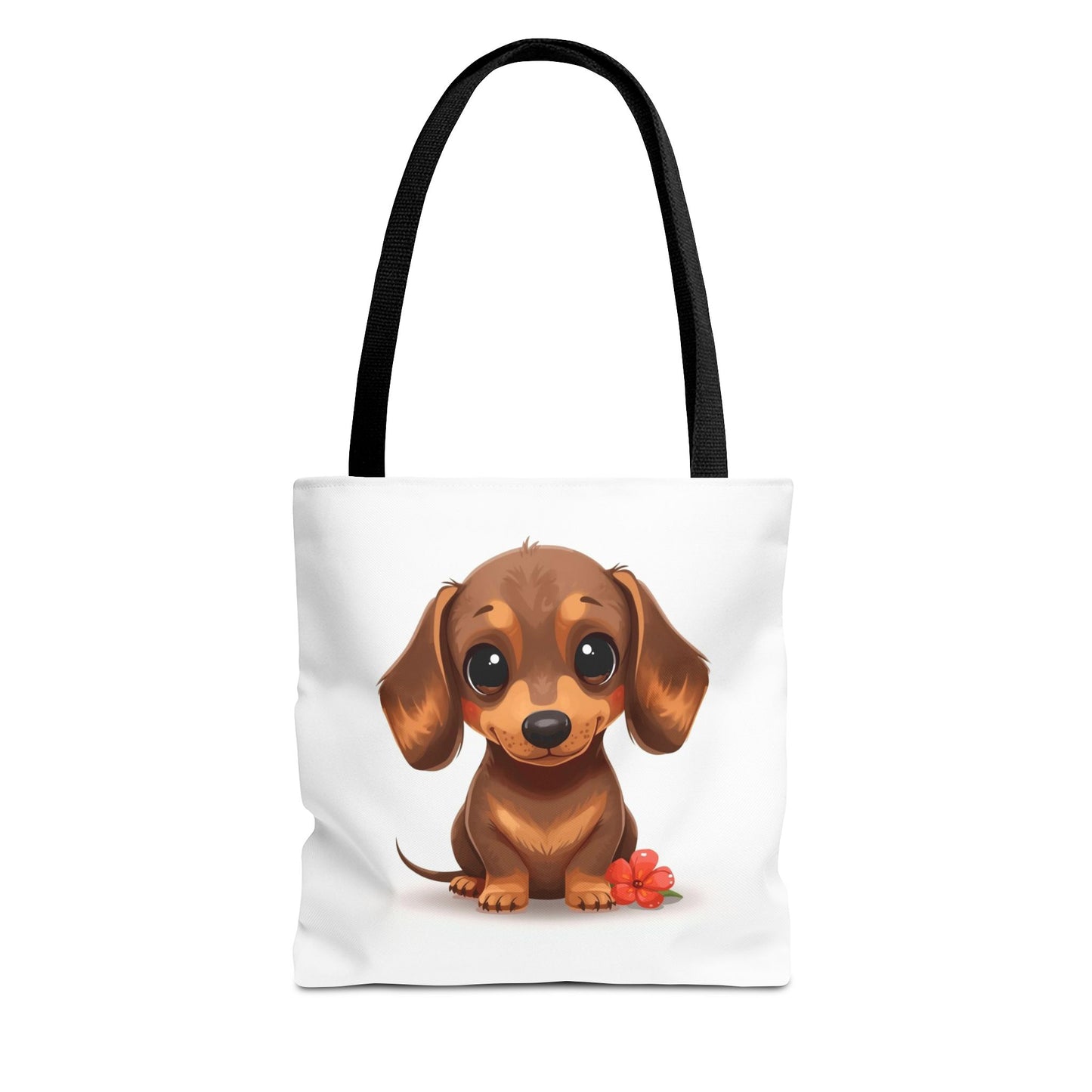 Charming Dachshund Cute Sausage Dog Illustration Cotton Canvas Tote Bag