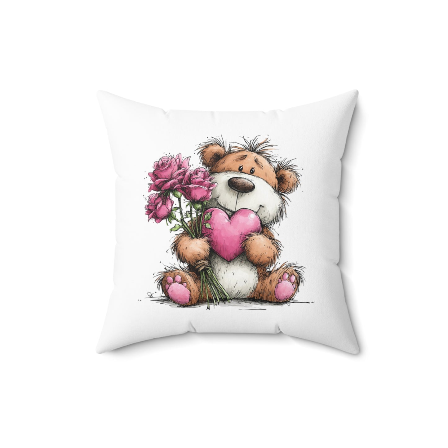 Beary Much In Love Teddy Bear Valentine Pillow