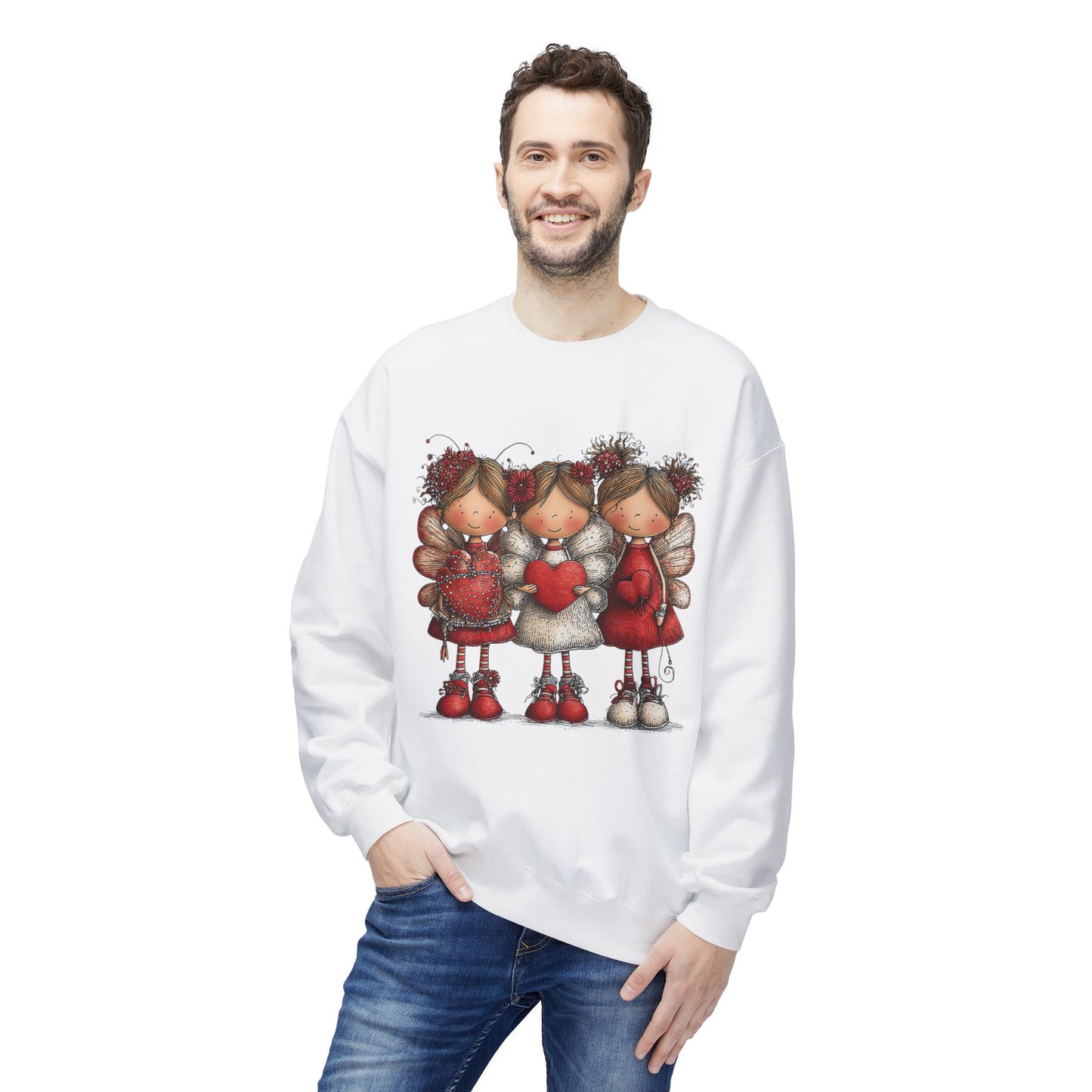 Angels of the Heart - Cute Valentine Sweatshirt Cozy Love Illustration