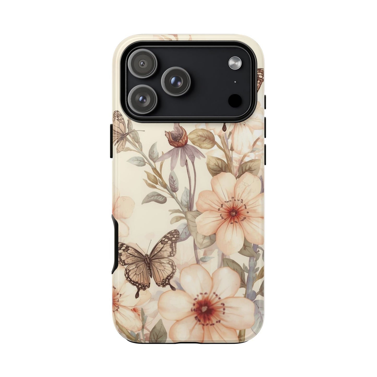 Soft Butterfly & Floral Illustration Tough Protective iPhone Cover