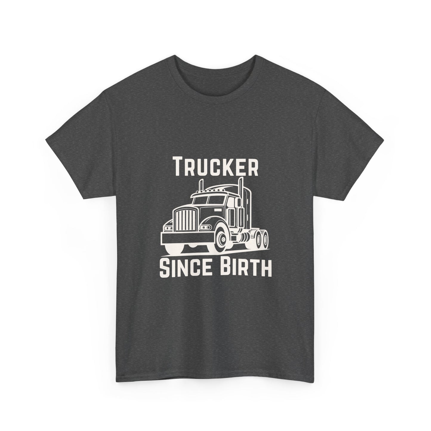 Trucker Since Birth T-Shirt Minimal Truck Driver Graphic Tee for Men