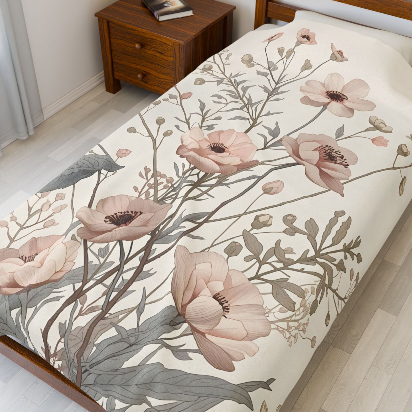 Soft Meadow Floral Velveteen Throw Blanket