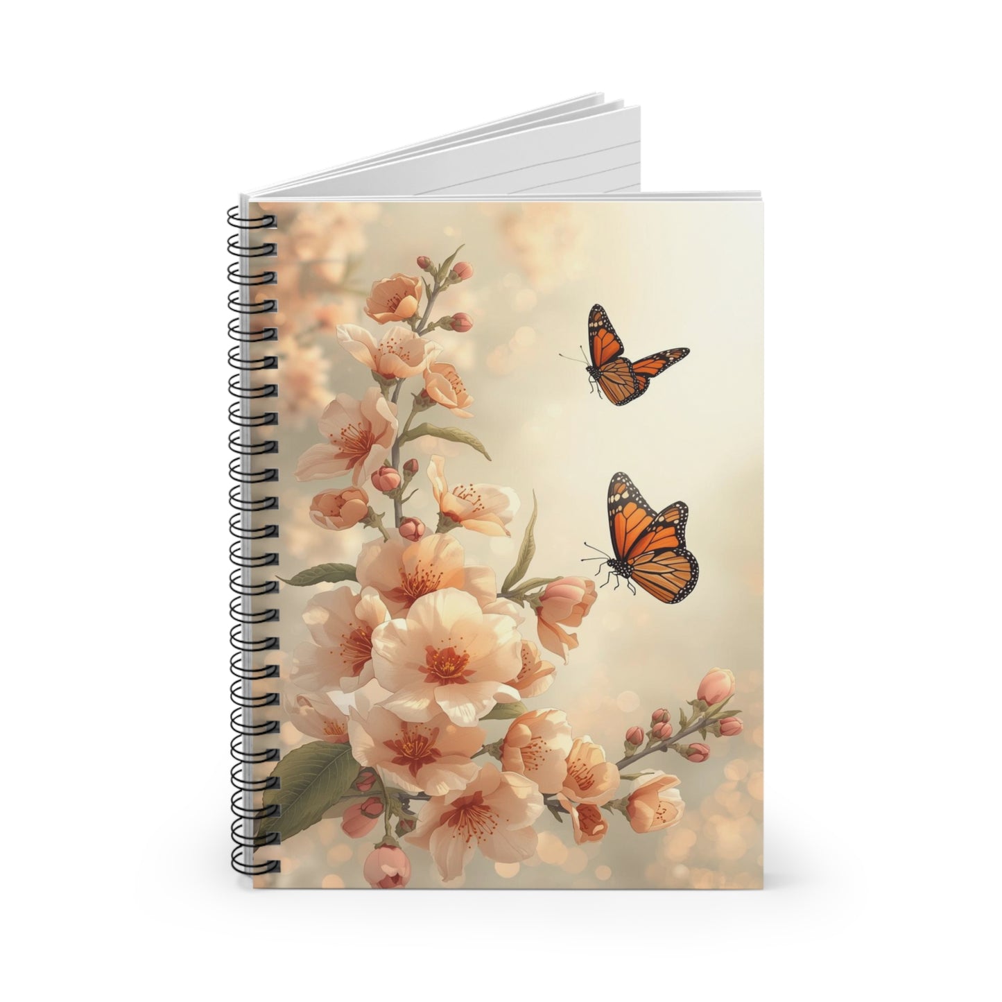 Peach Blossom Butterfly Notebook – Dreamy Floral Writing Journal