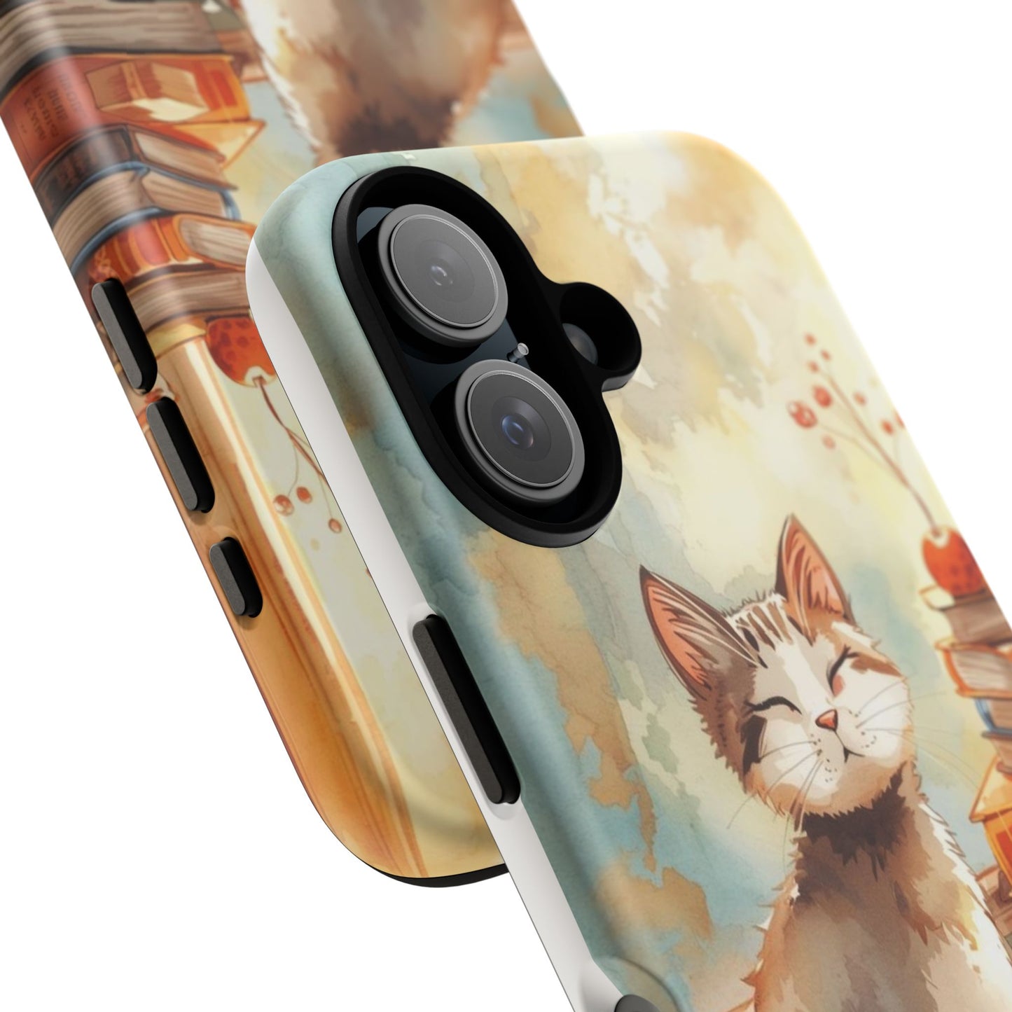 Cozy Cat with Books Tough Protective iPhone Case