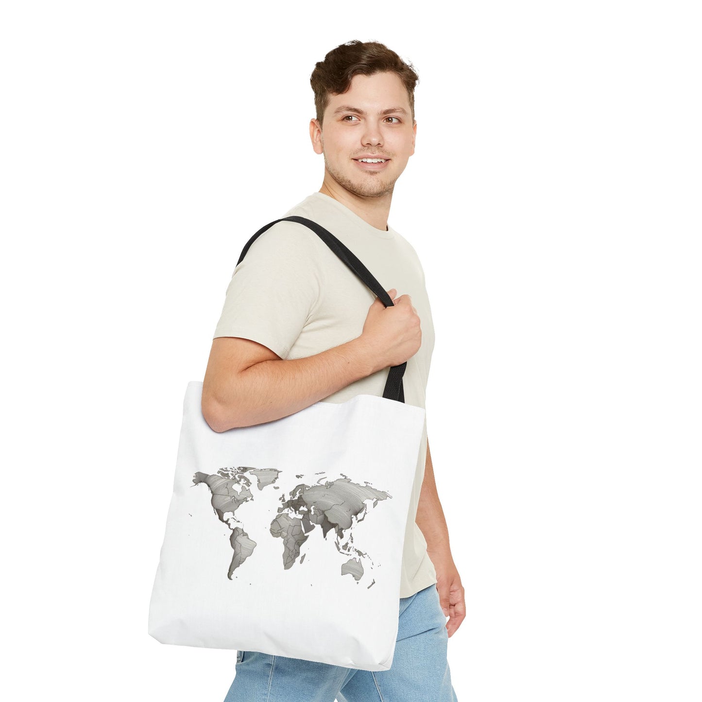 Vintage World Map Minimal Travel Aesthetic Cotton Canvas Tote Bag