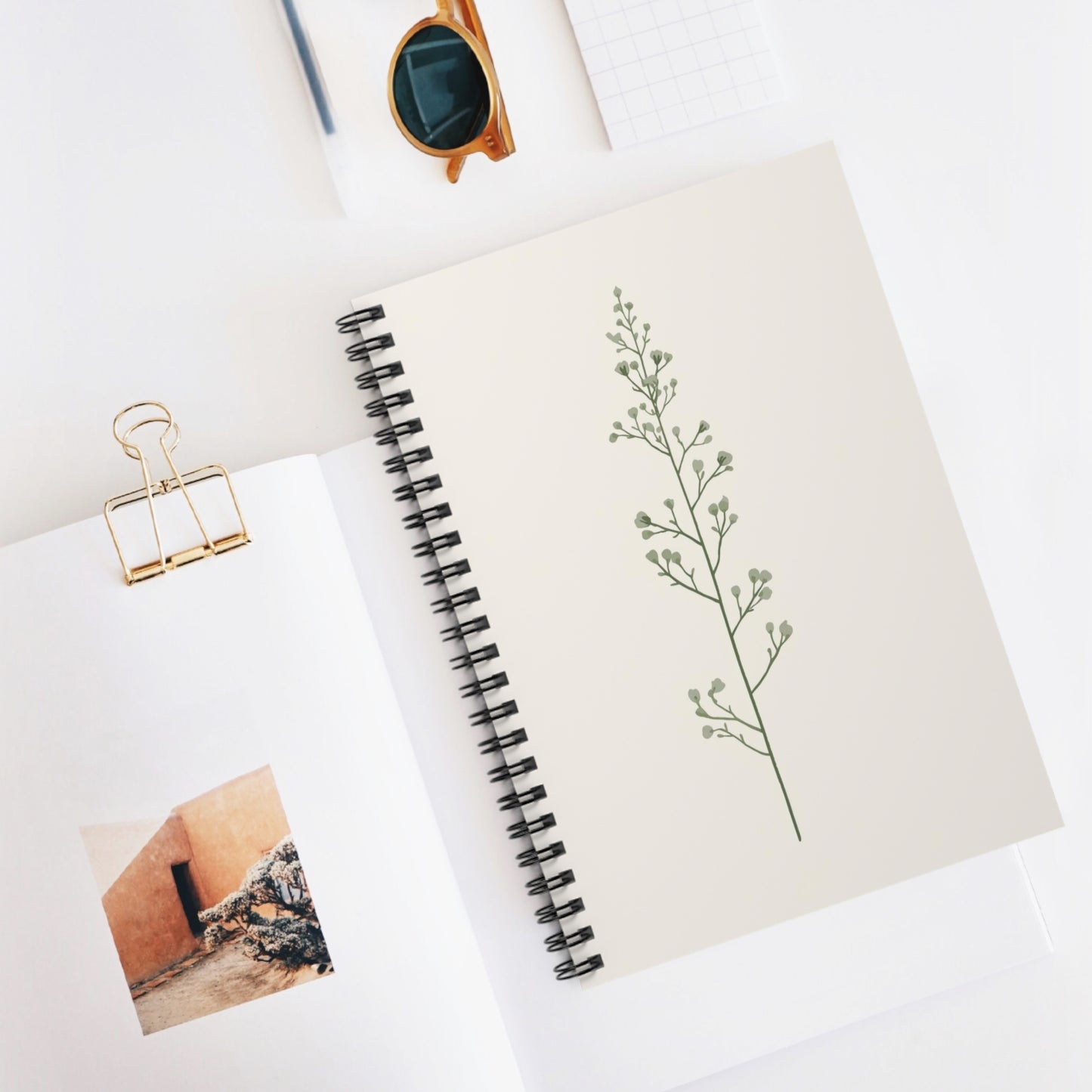 Quiet Botanicals Minimal Spiral Notebook Ruled Journal for Notes & Planning
