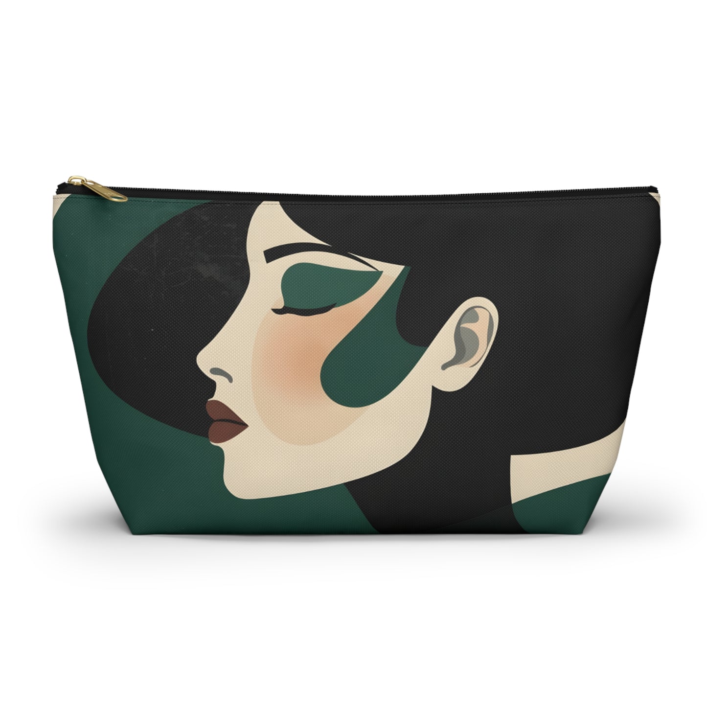 Emerald Profile Modern Silhouette Makeup Bag | Cosmetic Pouch