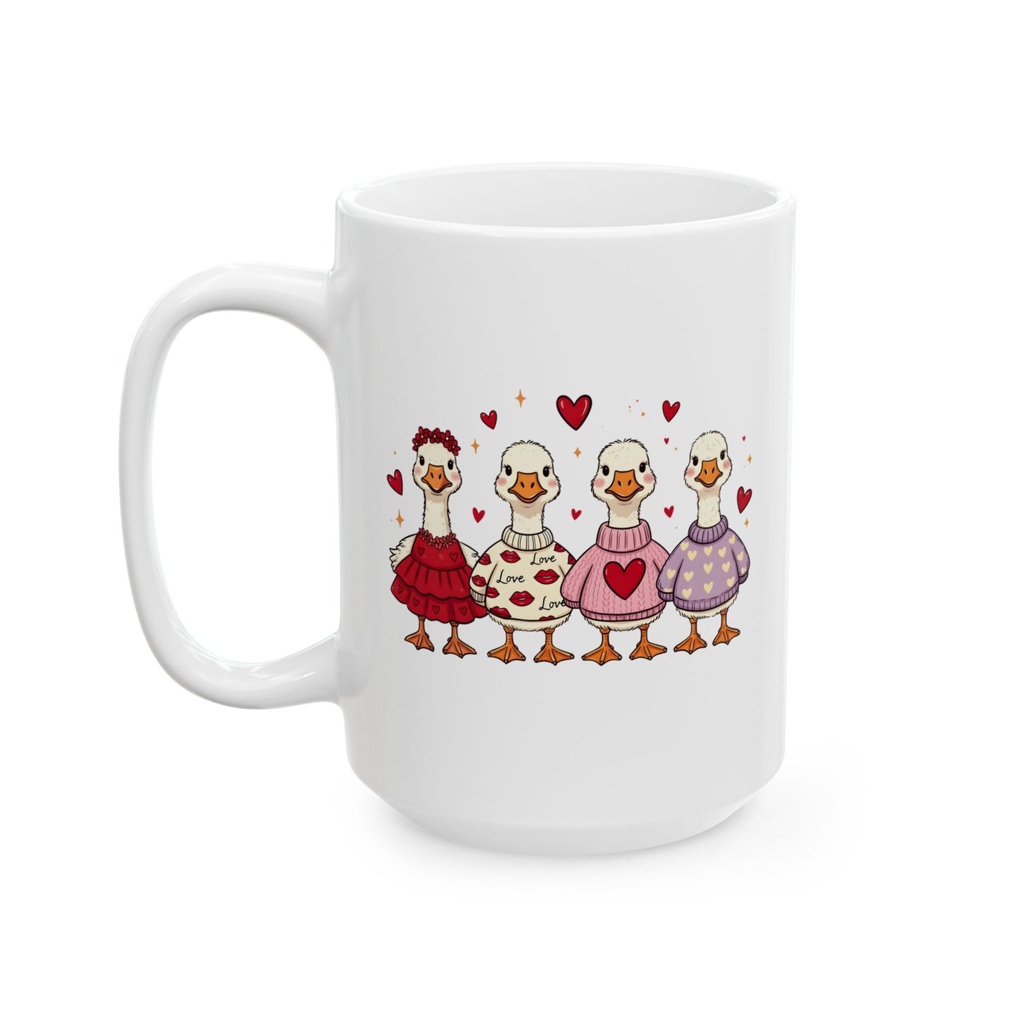 Love is in the Flock Ceramic Mug - Vibrant Colorful Animal Coffee Cup (11oz & 15oz)