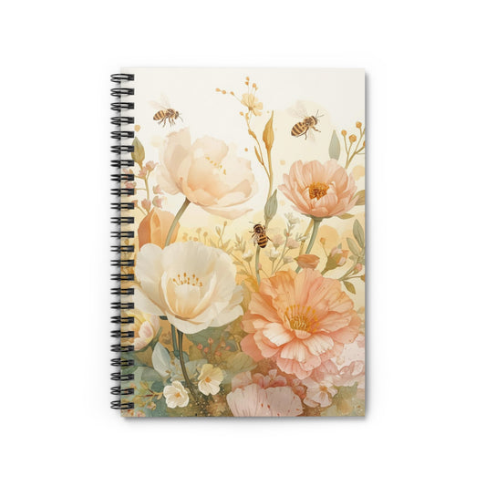 Honey Bee Blossom Notebook – Warm Pastel Garden Journal
