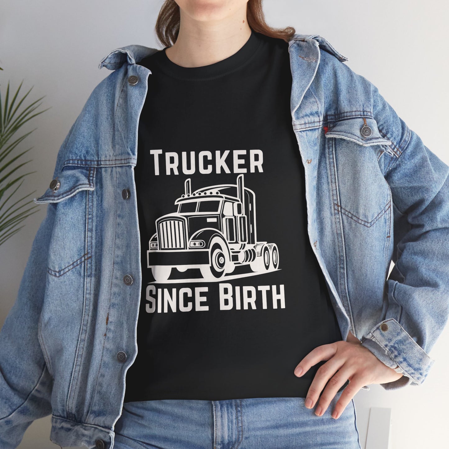 Trucker Since Birth T-Shirt Minimal Truck Driver Graphic Tee for Men