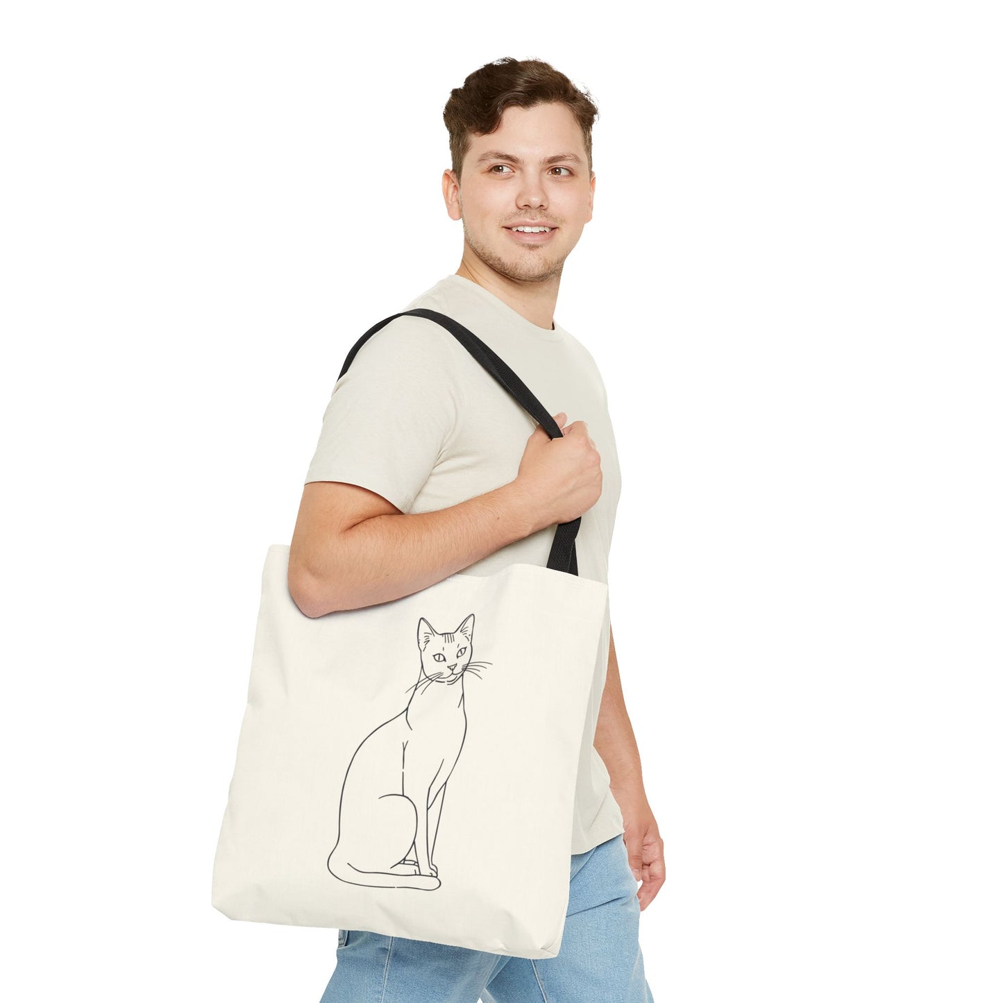 Minimalist Cat Line Art Modern Simplicity Cotton Canvas Tote Bag