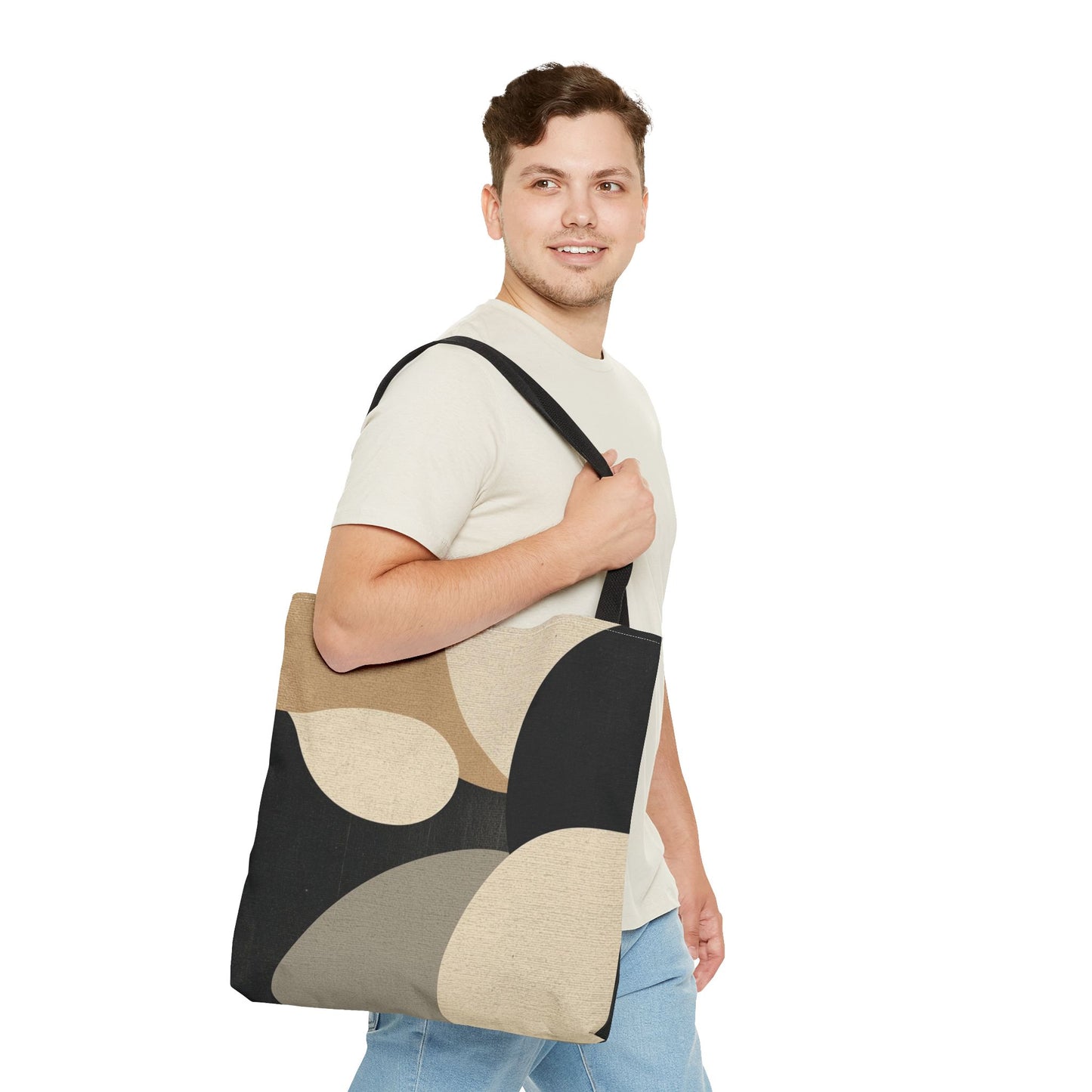 Neutral Modern Abstract Design Cotton Canvas Tote Bag