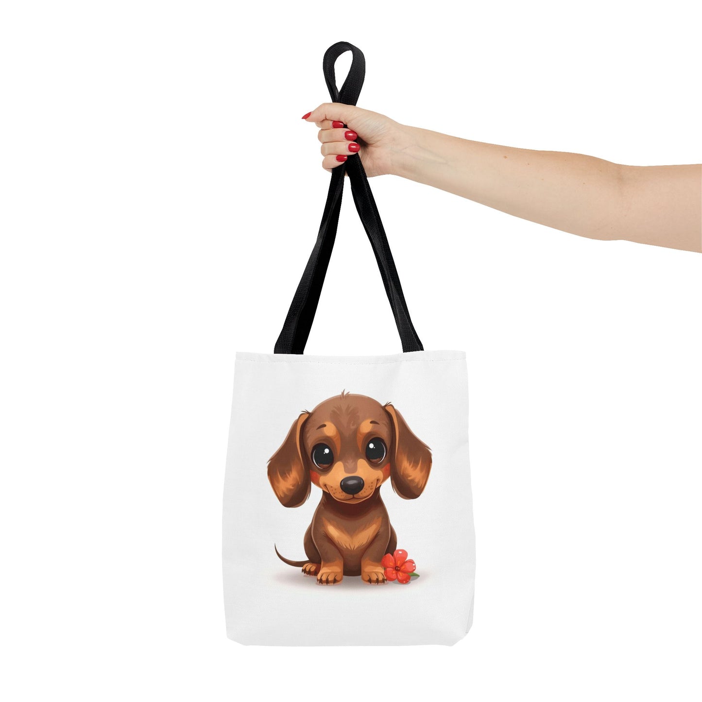 Charming Dachshund Cute Sausage Dog Illustration Cotton Canvas Tote Bag