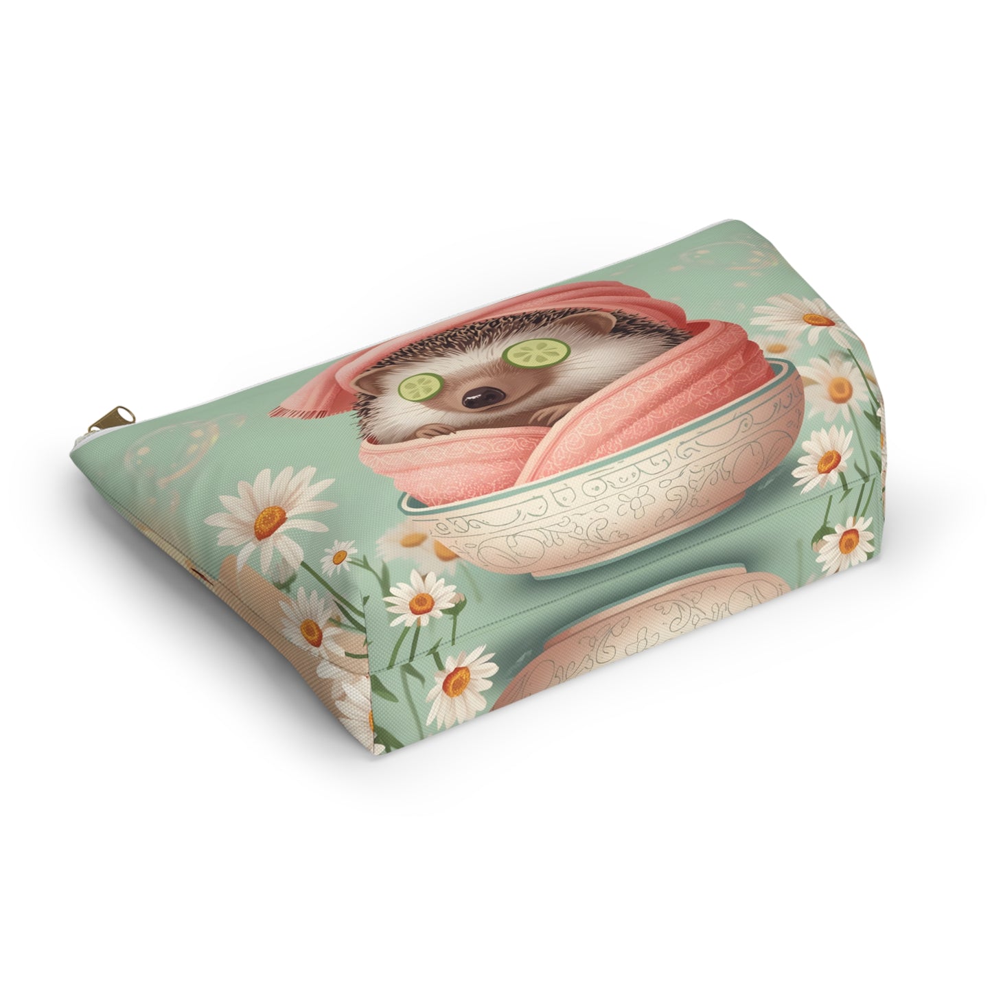 Hedgehog Spa Day Cosmetic Pouch | Cute Makeup Bag