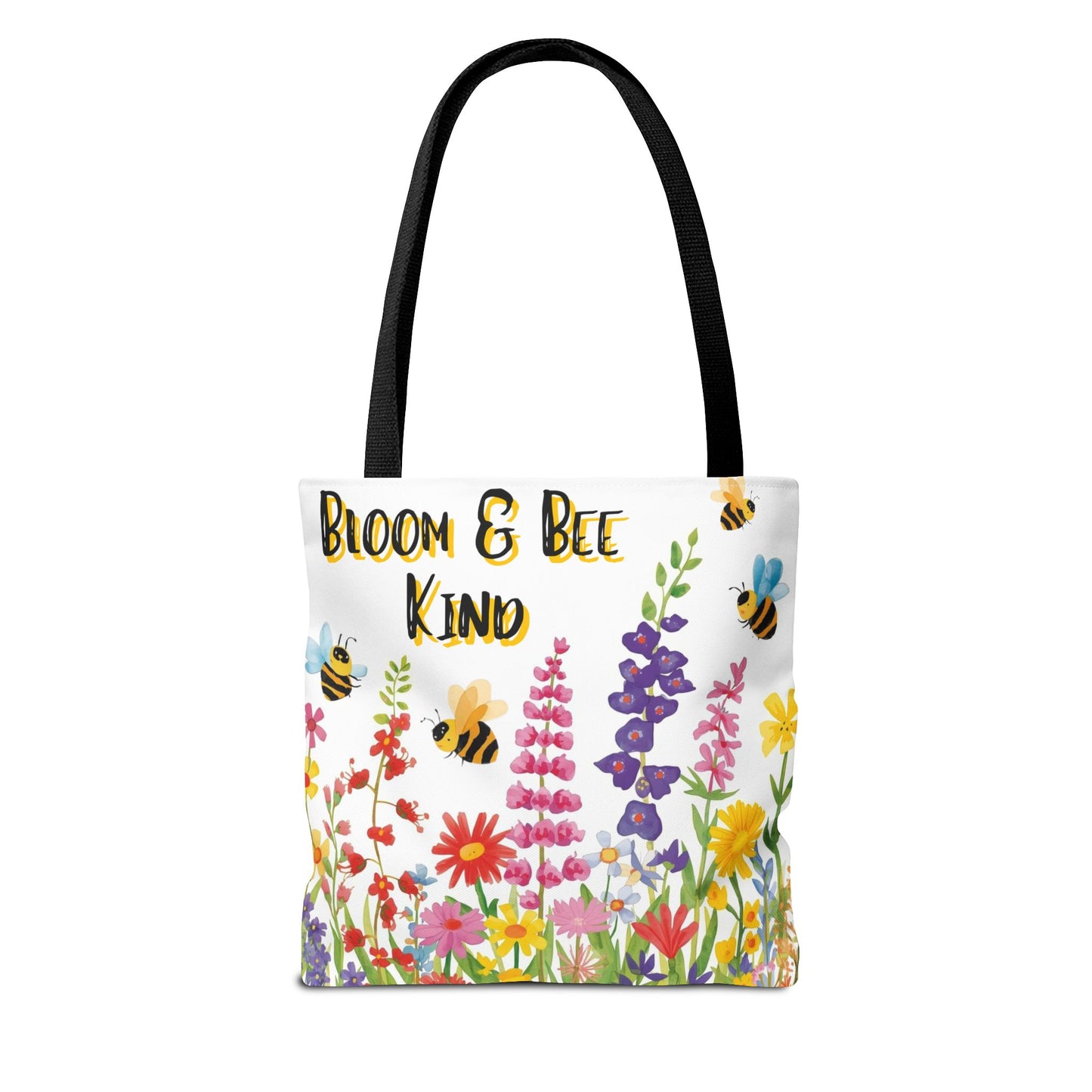 Bloom & Bee Kind Floral Bee Illustration Cotton Canvas Tote Bag