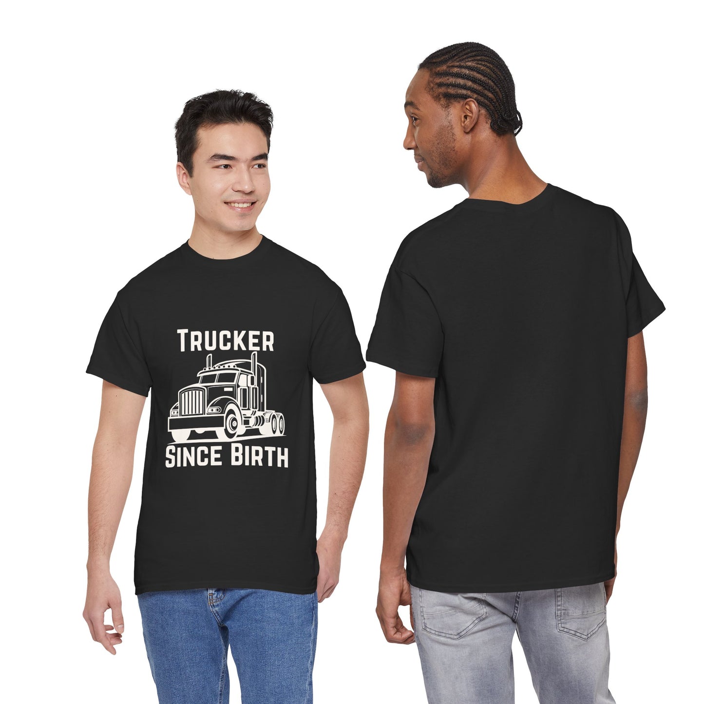 Trucker Since Birth T-Shirt Minimal Truck Driver Graphic Tee for Men
