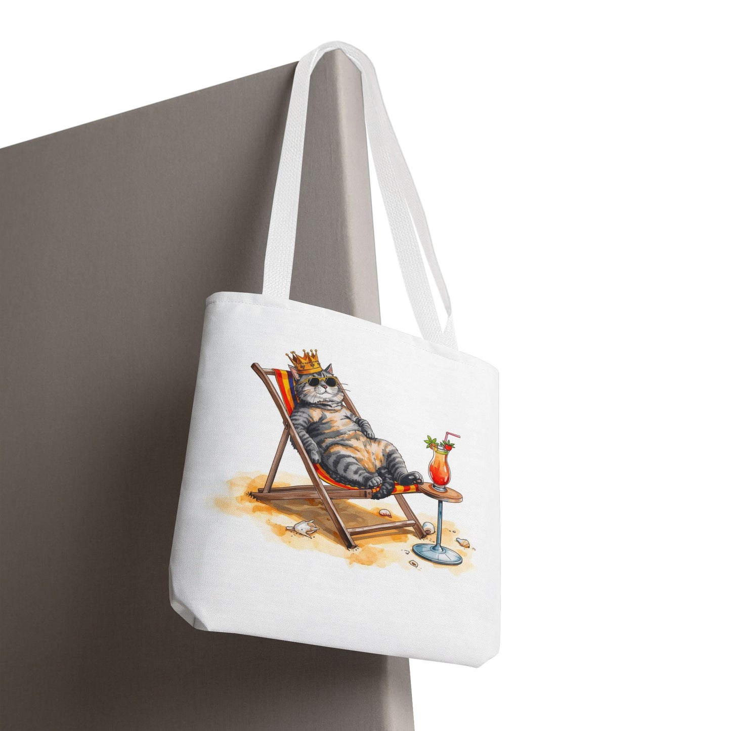 Living the Good Life Cat Playful Animal Illustration Cotton Canvas Tote Bag