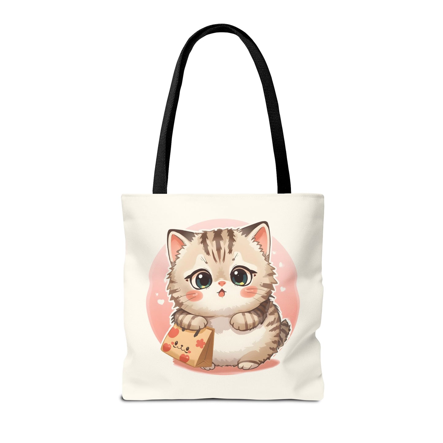 Cute Kitten Shopping Adorable Cat Illustration Cotton Canvas Tote Bag