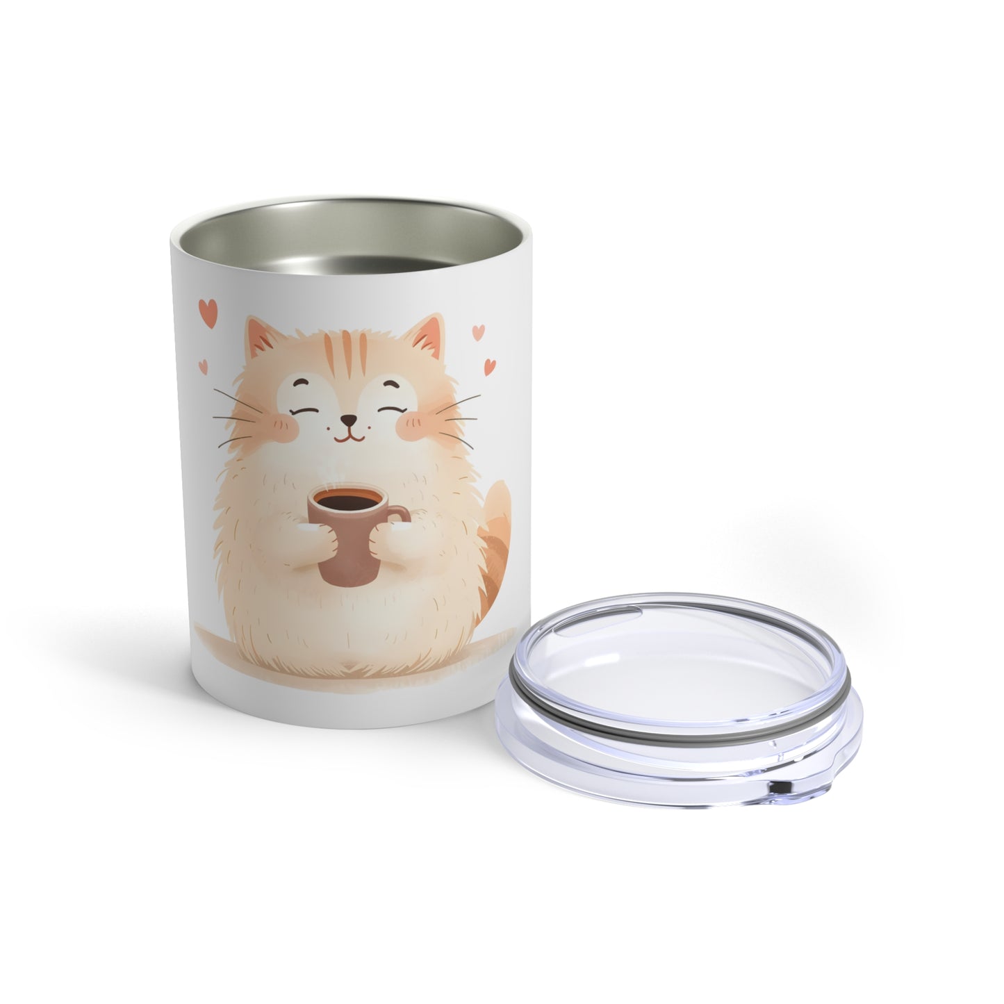 Cozy Cat Coffee Tumbler Self Love Gift for Cat Lovers - 10oz Insulated Travel Mug
